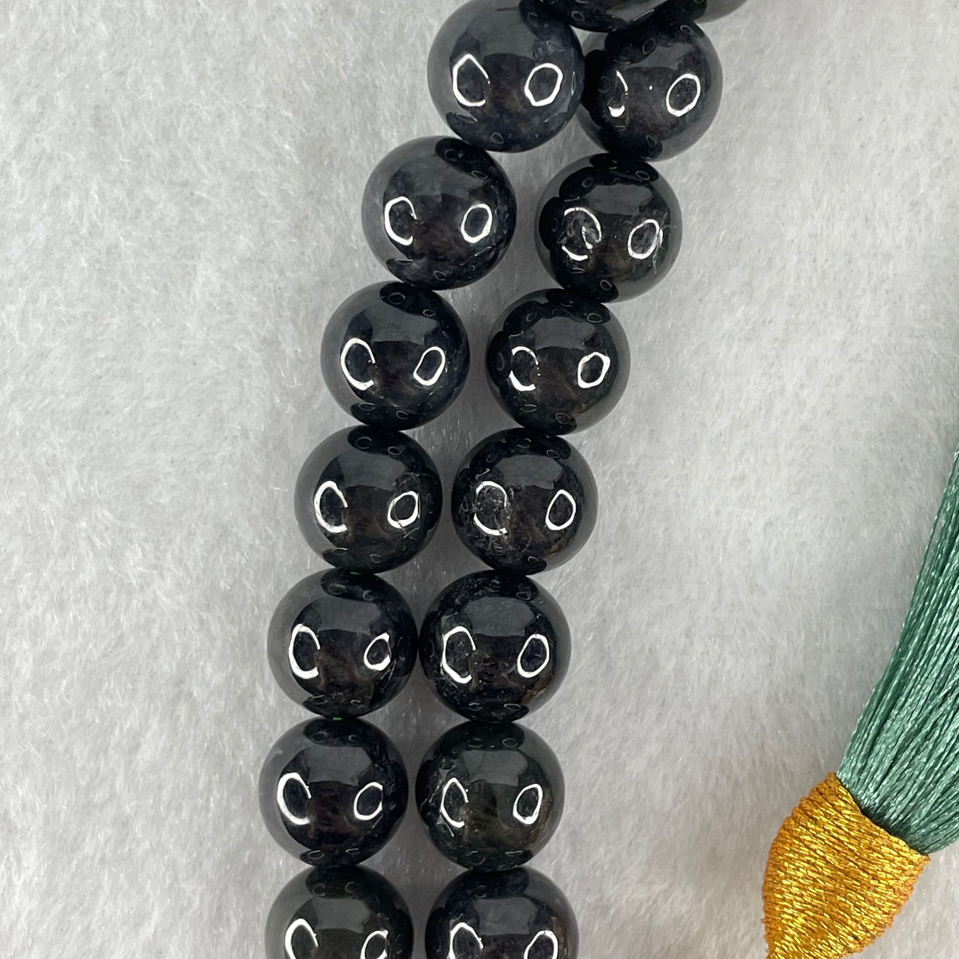 Type A Opaque Wuji Black Jadeite Beads Necklace 138.78g 74cm 10.2mm 76 Beads - Huangs Jadeite and Jewelry Pte Ltd