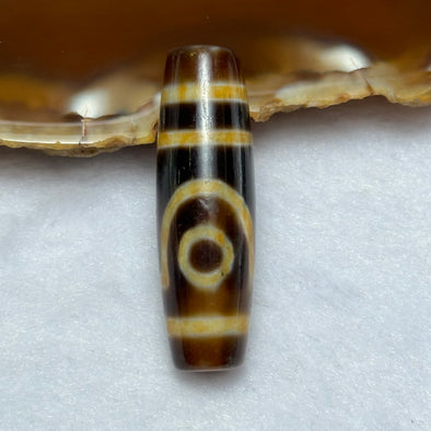 Natural Powerful Tibetan Old Oily Agate 2 Eyes Dzi Bead Heavenly Master (Tian Zhu) 二眼天诛 8.57g 38.6 by 12.0mm - Huangs Jadeite and Jewelry Pte Ltd