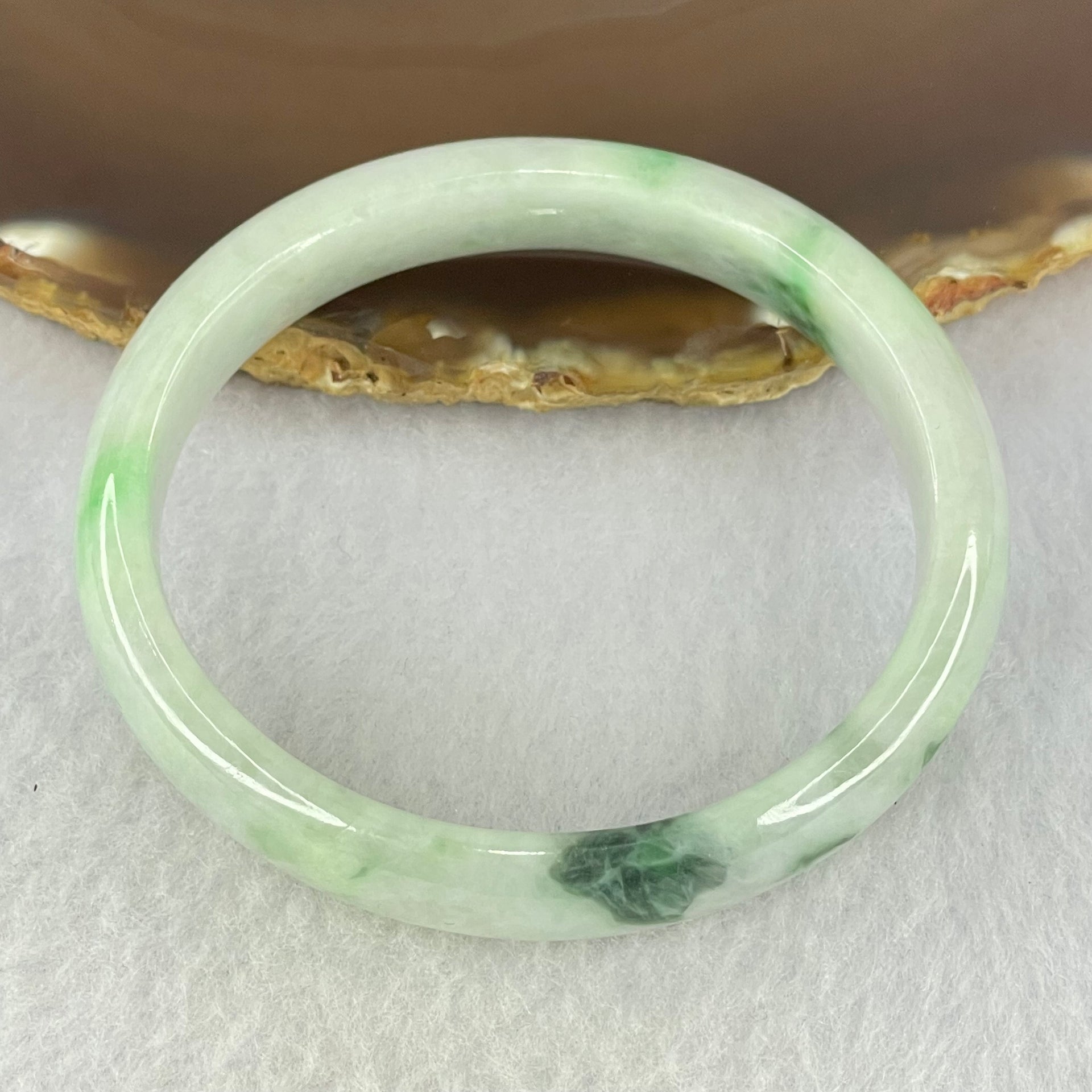 Type A Green Lavender and Blueish Green Piao Hua Jadeite Bangle Internal Diameter 56.4mm 41.62g 12.9 by 6.9mm (Slight Internal Lines) - Huangs Jadeite and Jewelry Pte Ltd