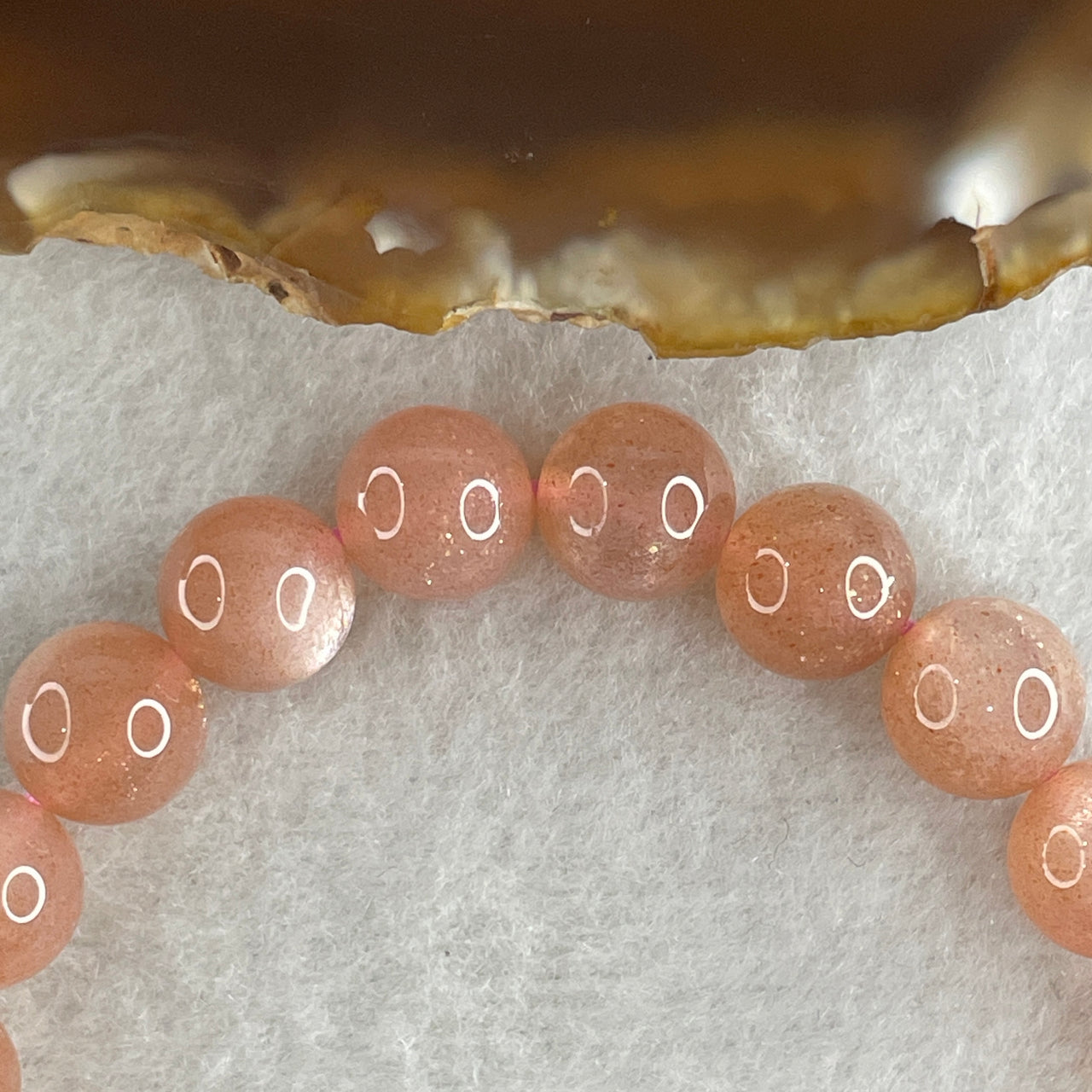 Above Average Natural Golden Sun Stone Beads Bracelet 23.17g 16cm 9.4mm 21 Beads - Huangs Jadeite and Jewelry Pte Ltd