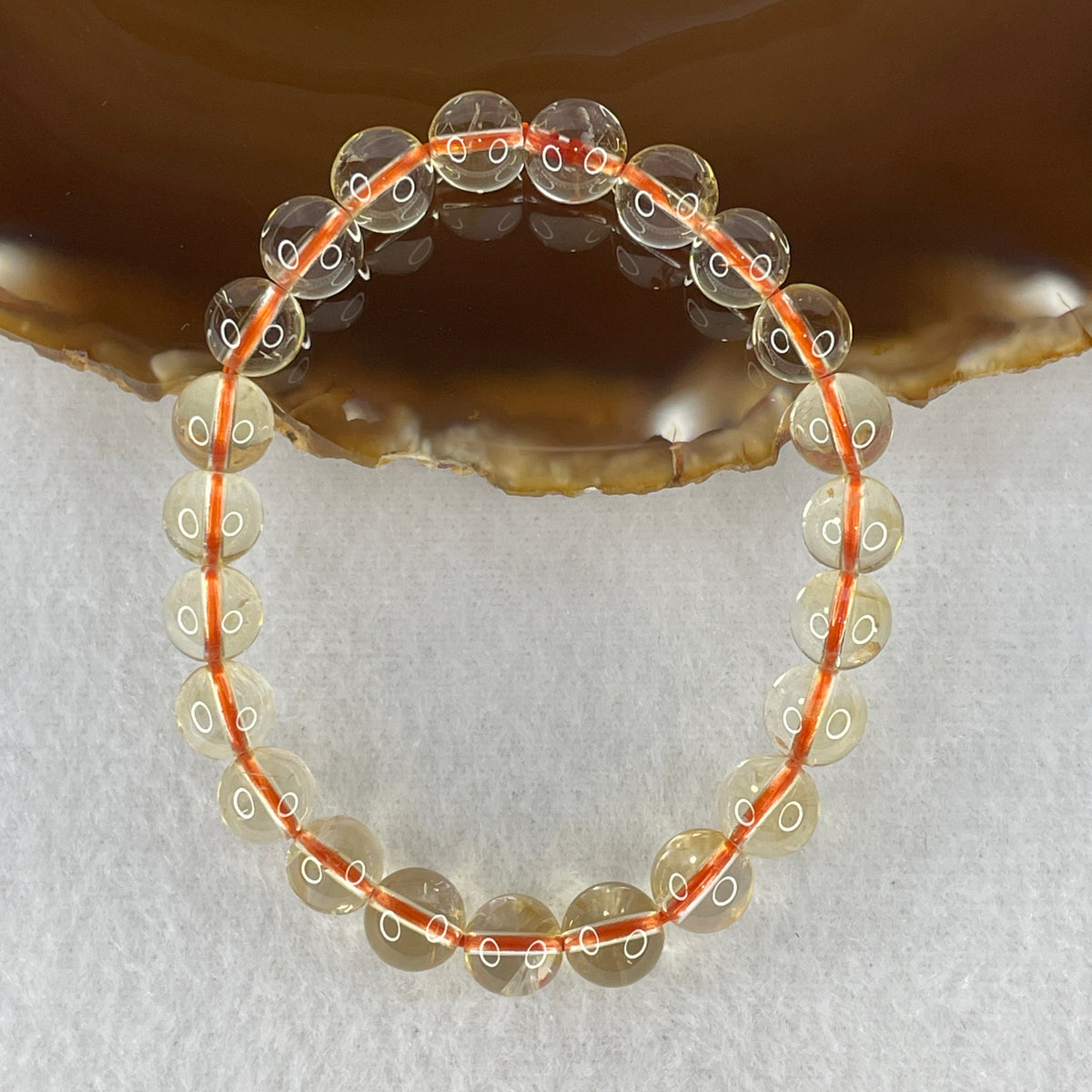 Certified Above Average Grade Natural Yellow Citrine Crystal Beads Bracelet | 8.2mm Golden Merchant's (17.12g | 15cm Wrist Sizing | 23 Beads)