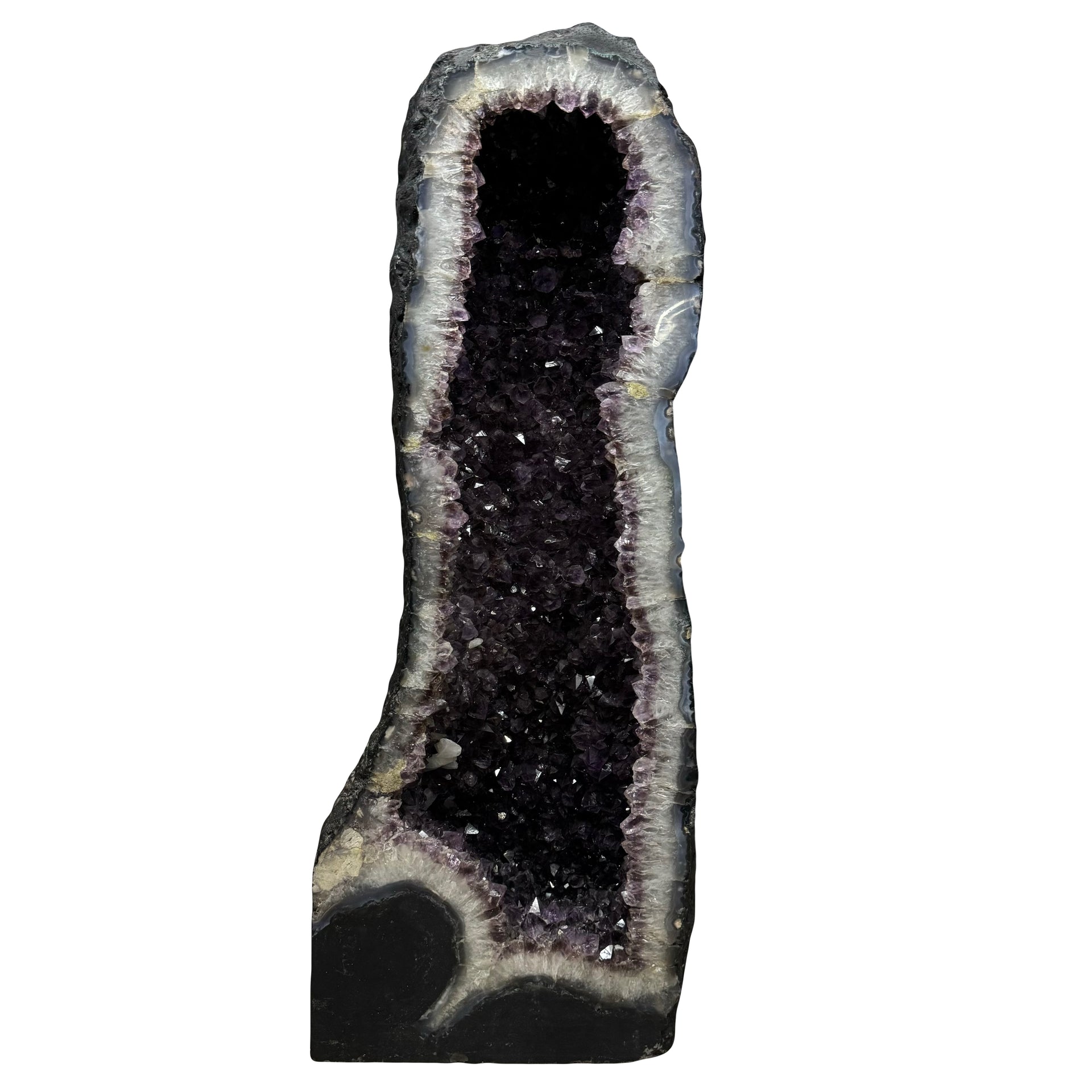 Rare Natural Amethyst Cacoxenite Cave Display with Wooden Stand 天然乌拉圭紫水晶洞摆件带木架 280.0 by 210.0 by 670.0mm - Huangs Jadeite and Jewelry Pte Ltd