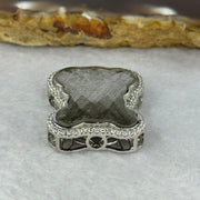 Natural Meteorite Bear Charm in S925 Silver with Crystals For Necklace / Bracelet (Sliver Color) 7.54g 26.2 by 21.4 by 8.5mm - Huangs Jadeite and Jewelry Pte Ltd
