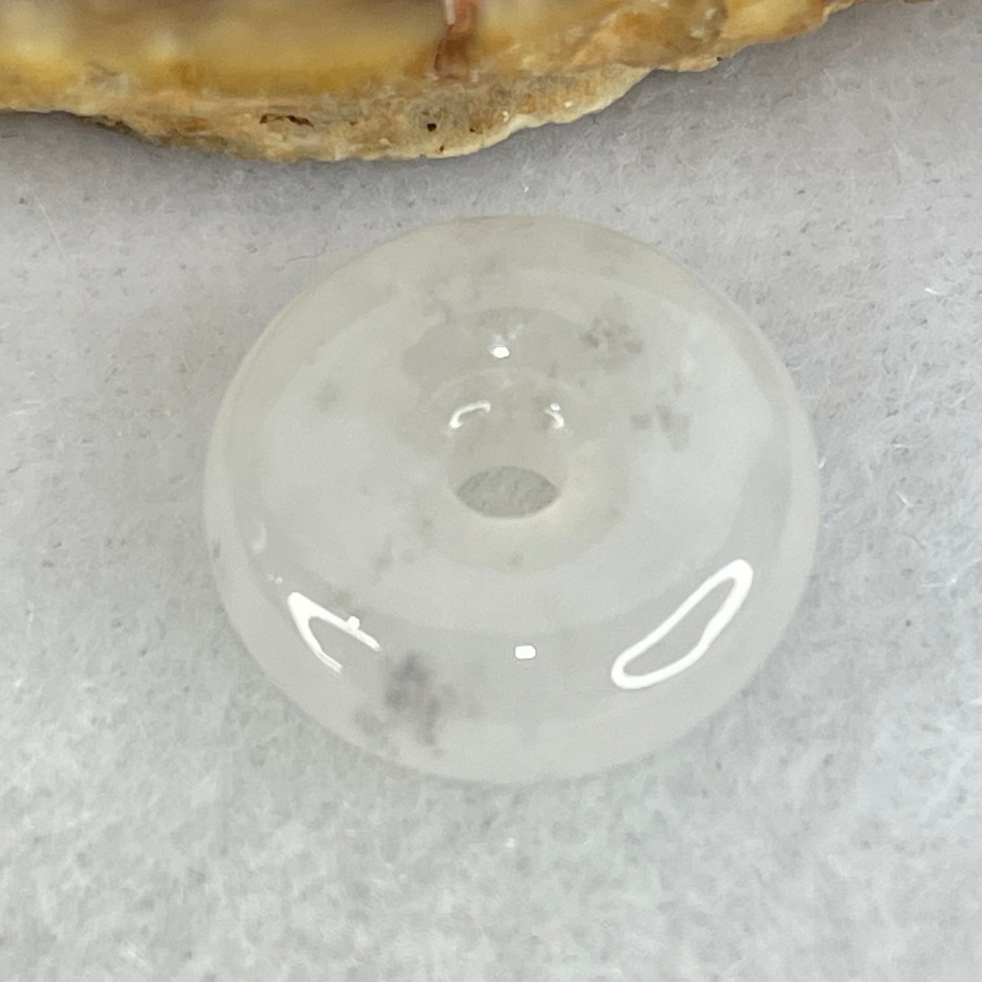 Type A Semi Icy Light Lavender With Wuji Grey Spots Jadeite Ping An Kou Charm/Pendant 2.10g 14.1 by 5.0mm - Huangs Jadeite and Jewelry Pte Ltd