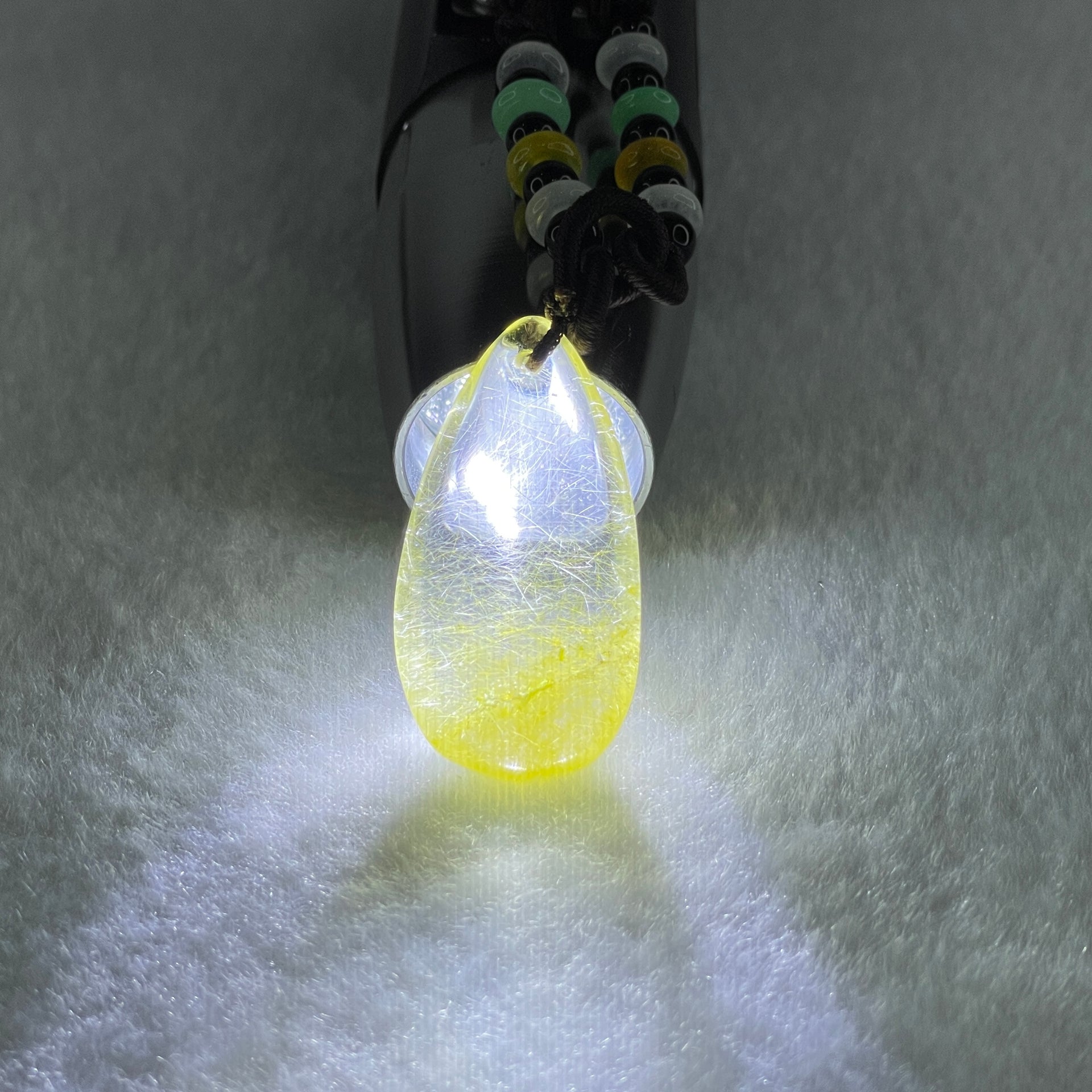 Natural Golden Rutilated Quartz Tear Drop Necklace 11.11g 33.8 by 17.2 by 9.0mm - Huangs Jadeite and Jewelry Pte Ltd