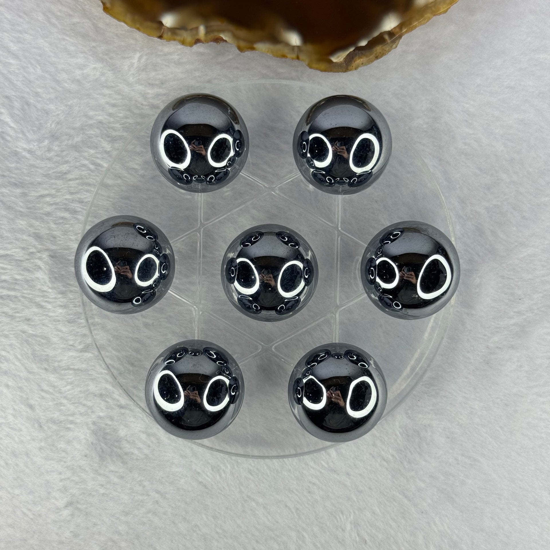 Natural Hematite 7 Sphere Ball Set 186.26g 99.7 by 34.5mm Diameter 25.0mm x 7 pcs - Huangs Jadeite and Jewelry Pte Ltd