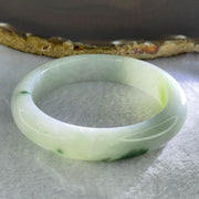 Type A Light Green and Dark Blueish Green Piao Hua Jadeite Bangle Internal Diameter 55.2mm 55.75g 12.5 by 8.8mm (External Line) - Huangs Jadeite and Jewelry Pte Ltd