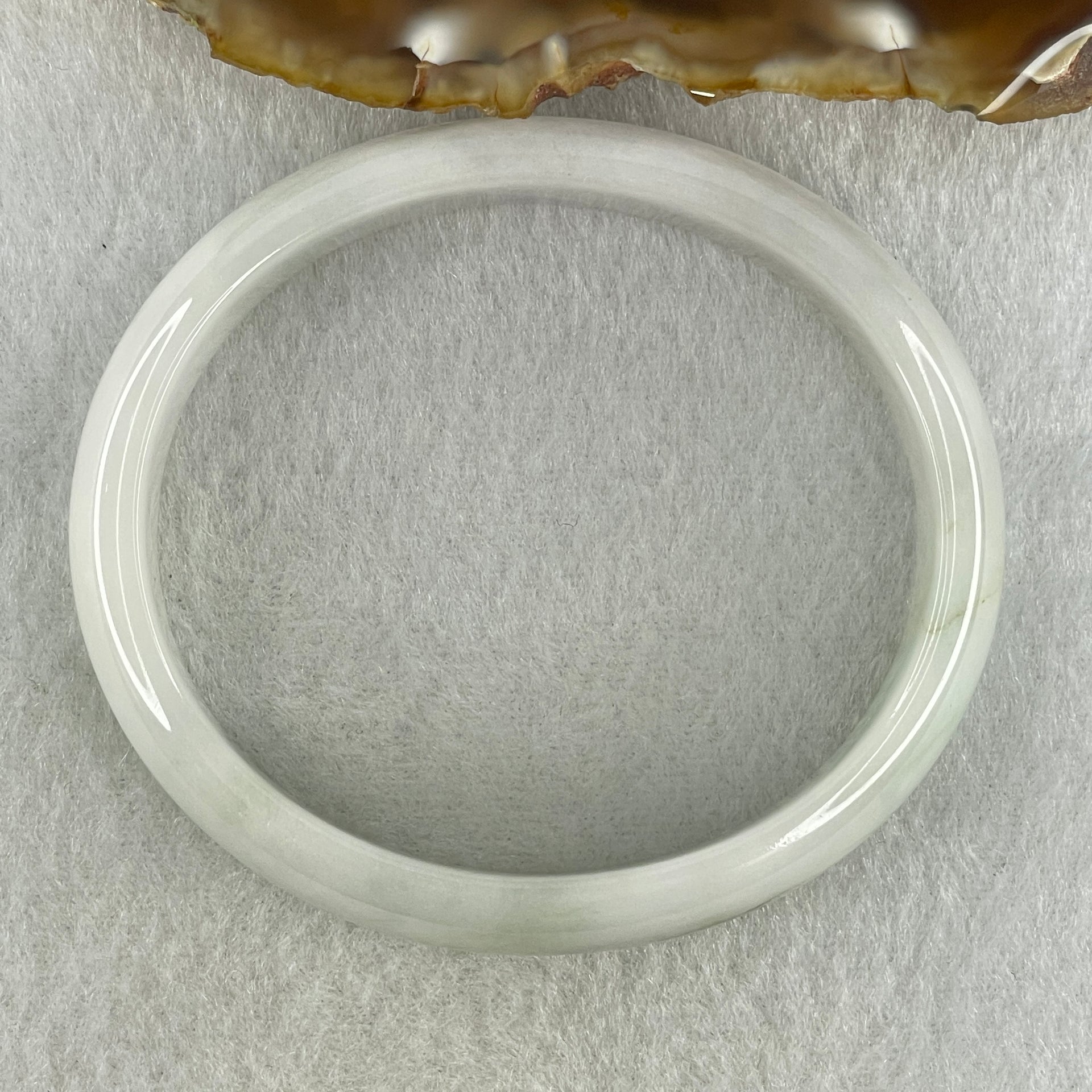 Natural Type A Faint Green Faint Lavender Jadeite Oval Bangle 37.24g Inner Diameter 56.6mm 12.7 by 6.4mm (Very Very Slight Internal Lines) - Huangs Jadeite and Jewelry Pte Ltd