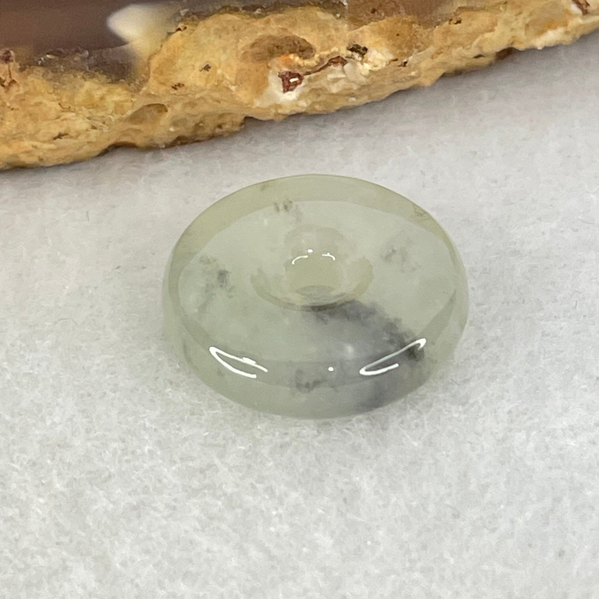 Type A Icy Wuji Grey Jadeite Ping An Kou Donut Charm Pendant 2.04g 15.2 by 4.0mm - Huangs Jadeite and Jewelry Pte Ltd