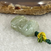 Natural Type A Semi-Icy Green with Brownish Jadeite Pixiu with Ruyi Charm | Wealth Beast & Wish Fulfillment Talisman (4.39g | 21.4 x 12.5 x 7.9mm) - Huangs Jadeite and Jewelry Pte Ltd