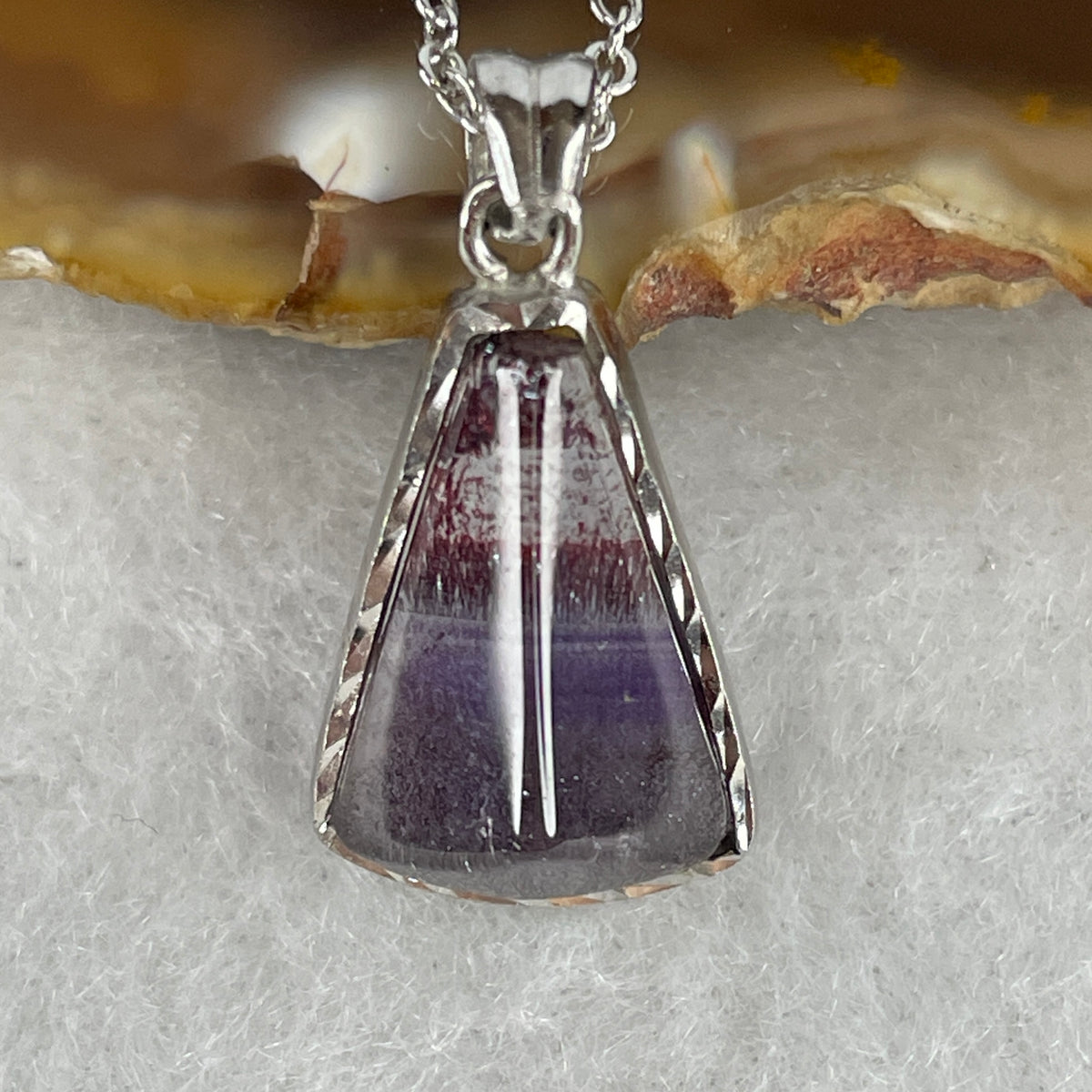 Collectors Grade Natural Purple Titanium Aurora Auralite 23 Pendant | S925 Sterling Silver Clasp Necklace (3.13g | 40–44cm Adjustable Length | 15.3 × 10.2 × 6.0mm)
