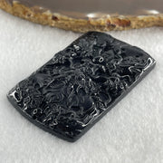 Type A Opaque to Partial Translucent Black Omphacite Jadeite 5 Dragons Pendant 32.20g 64.7 by 40.0 by 8.0mm - Huangs Jadeite and Jewelry Pte Ltd