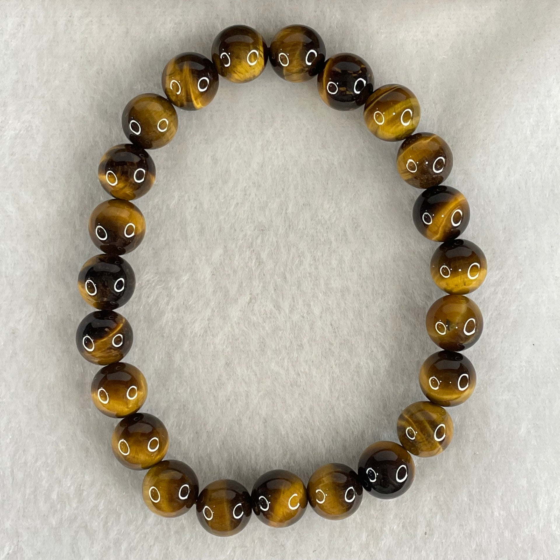 Natural Yellow Tiger's Eye Quartz Beads Bracelet 18.29g 16cm 8.4mm 23 Beads - Huangs Jadeite and Jewelry Pte Ltd