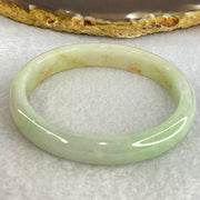Type A Light Blueish Green and Red and Brown Patches Jadeite Oval Bangle Internal Diameter 54.3mm 32.17g 10.4 by 6.5mm (Very Slight Internal Lines) - Huangs Jadeite and Jewelry Pte Ltd