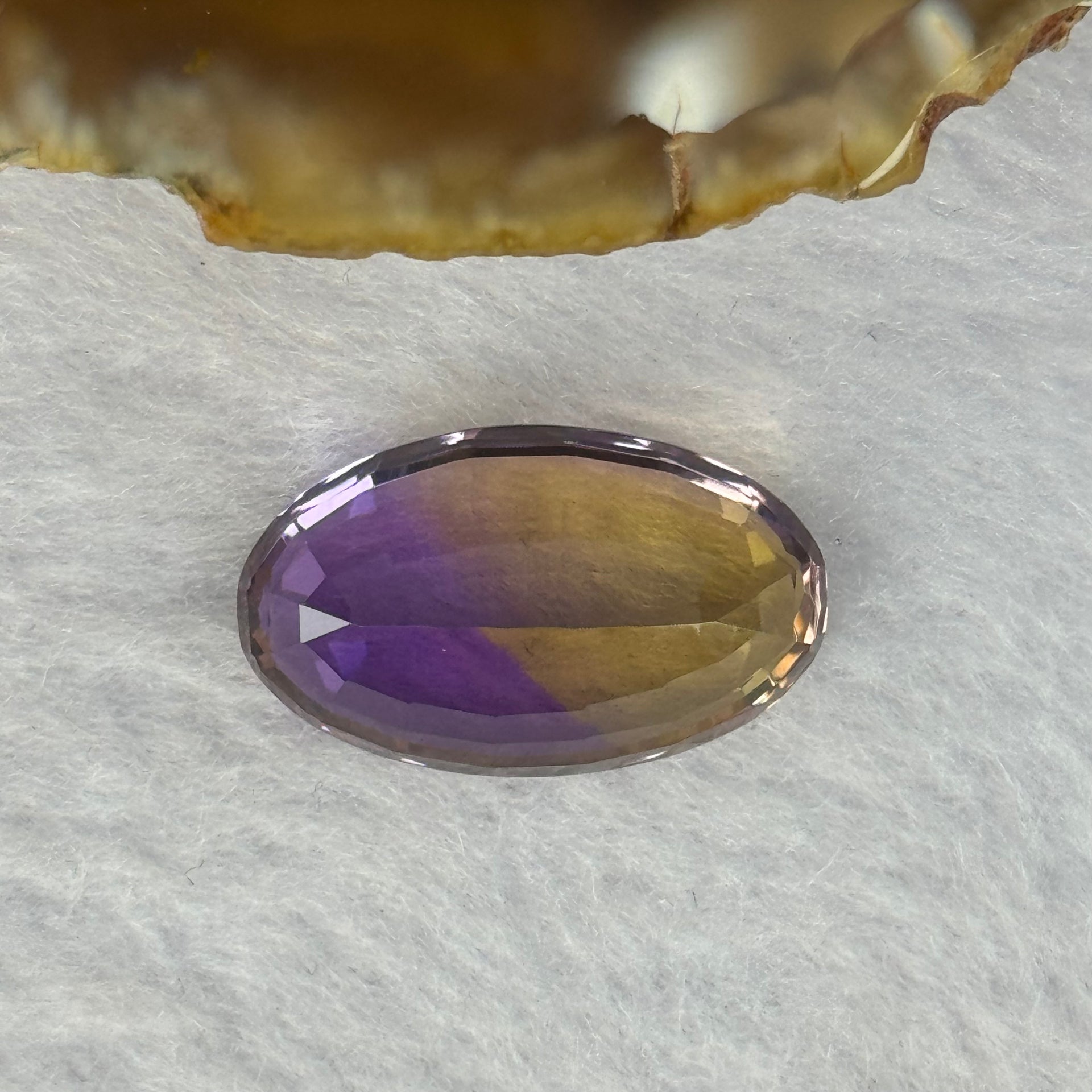 Natural Faceted Ametrine Egg Shape 16.39ct 21.3 by 12.8 by 9.5mm - Huangs Jadeite and Jewelry Pte Ltd