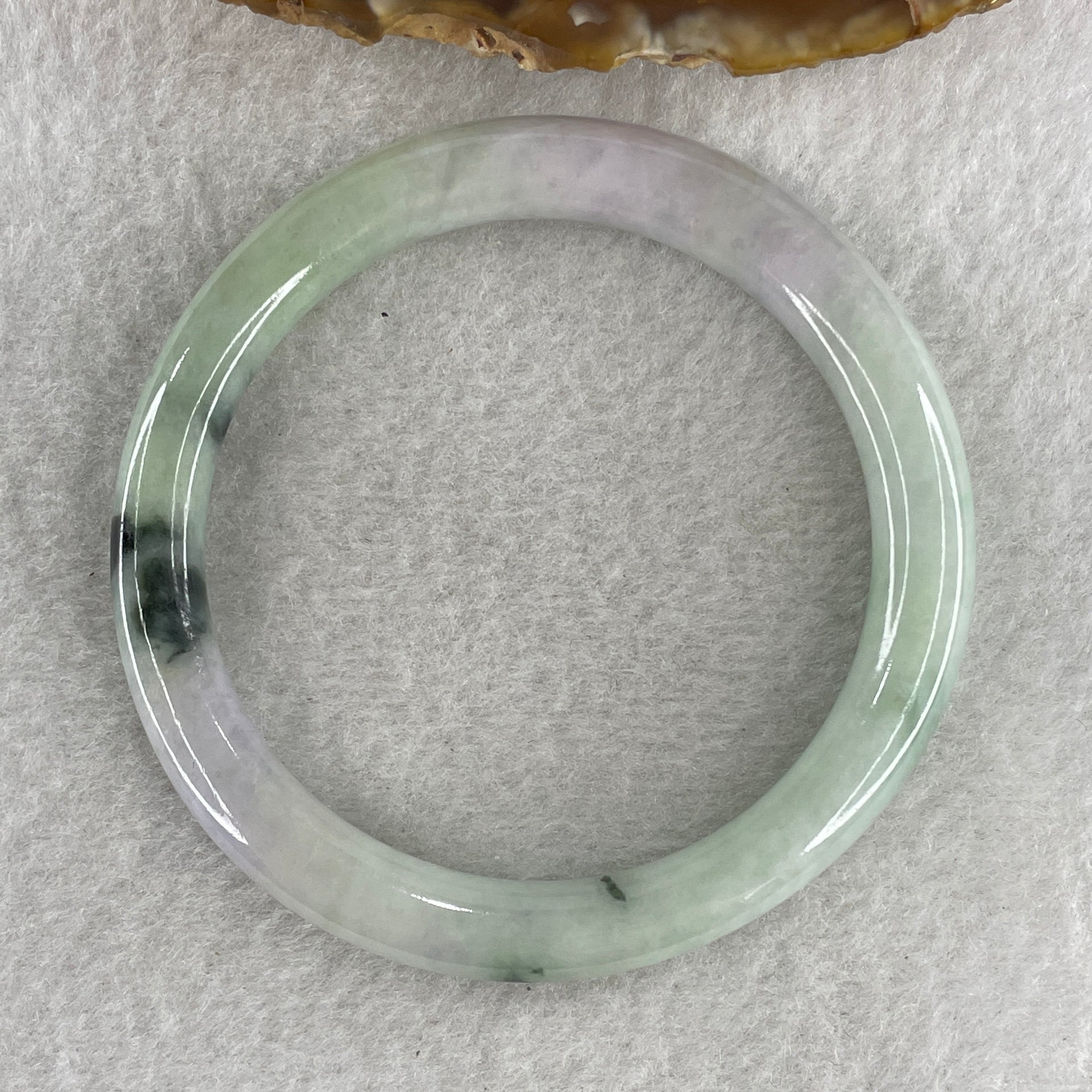 Type A Green and Lavender Jade Jadeite Bangle 35.17g inner Dia 55.5mm 7.6 by 7.7mm (Slight External Rough) - Huangs Jadeite and Jewelry Pte Ltd