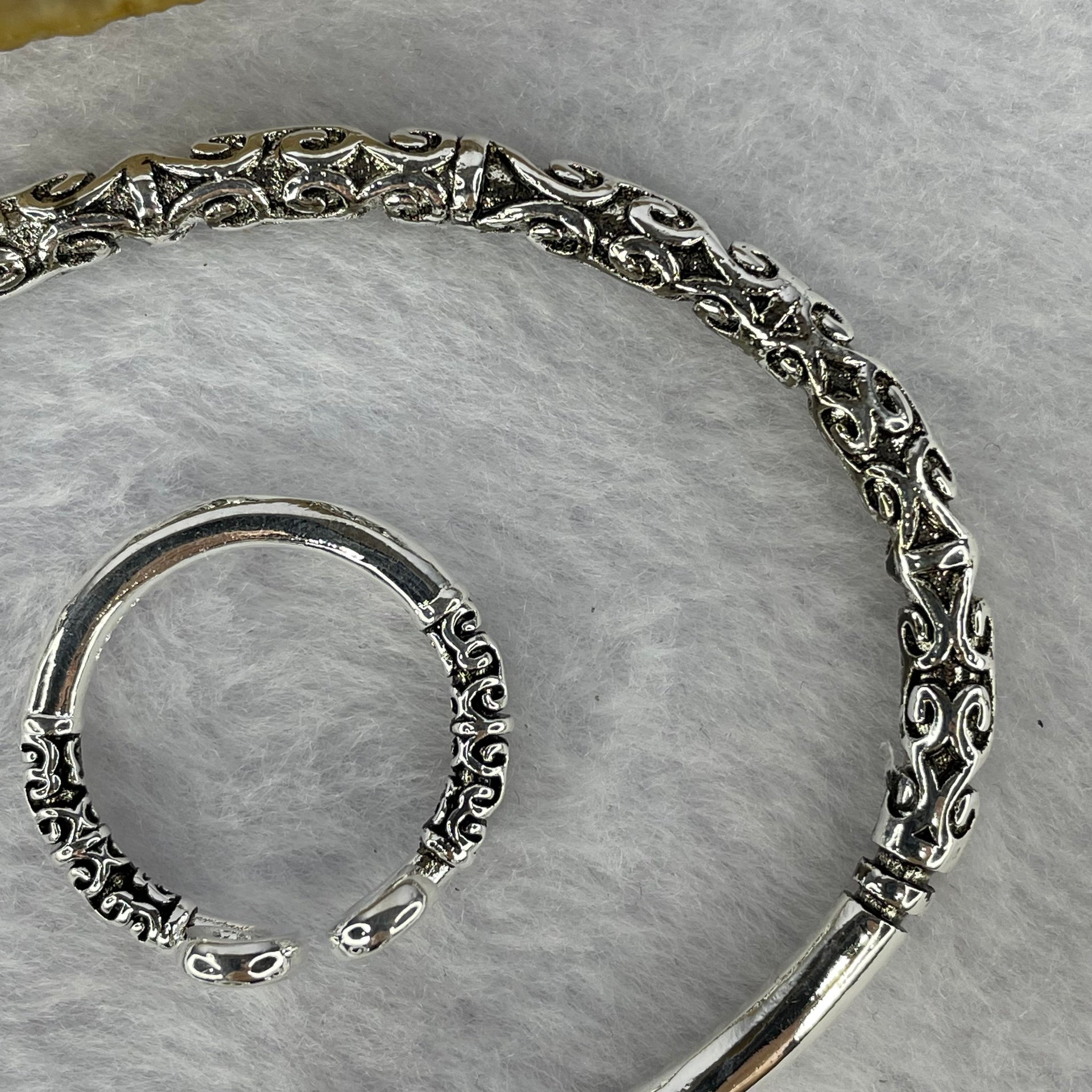 925 Sliver in Sliver Colour Monkey God/King Tightening Curse Bracelet and Ring Set 21.78g 13.6 by 5.4 mm / 3.39g 8.1 by 2.8 mm - Huangs Jadeite and Jewelry Pte Ltd