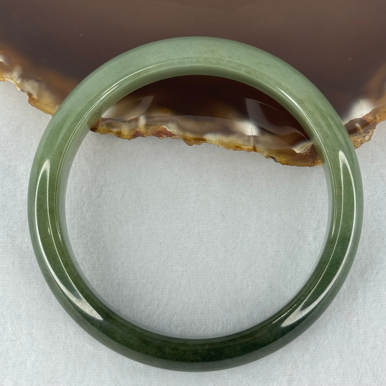Type A Dark to Light Green Jadeite Bangle Internal Diameter 57.6mm 52.17g 13.3 by 7.4mm (Slight Internal Lines) - Huangs Jadeite and Jewelry Pte Ltd
