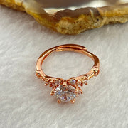 Colourless Cubic Zirconia with Crystals In PT950 Plated Sliver Rose Gold Color Ring (Adjustable Size) 2.41g 7.1 by 4.2mm - Huangs Jadeite and Jewelry Pte Ltd