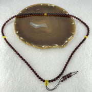Natural Blood Red with Yellow Amber Beads Necklace 天然血珀项链 12.33g 62cm 5.8mm 108 Beads 6.0mm 3 Yellow Beads - Huangs Jadeite and Jewelry Pte Ltd
