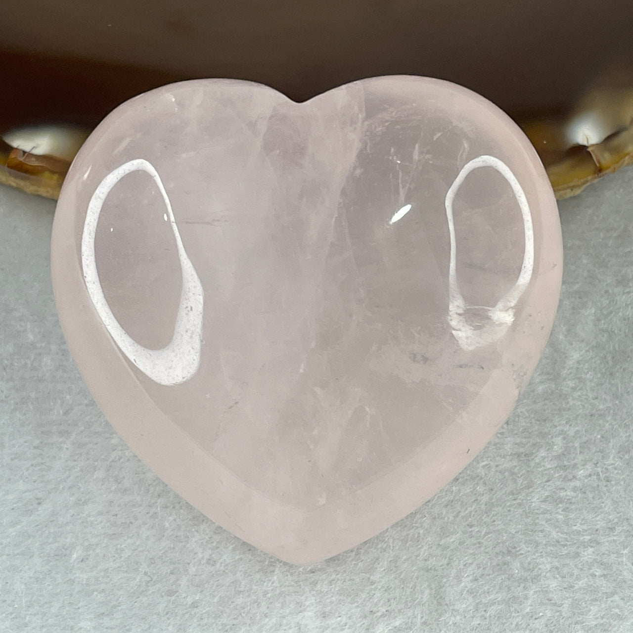 Average Grade Natural Rose Quartz Heart Shape Display 93.81g 47.2 by 49.7 by 27.5mm