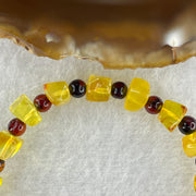 Natural Yellow Amber Square Shape with Cognac Amber Round Shape Bracelet 4.10g 16cm 6.6mm 21 Beads - Huangs Jadeite and Jewelry Pte Ltd