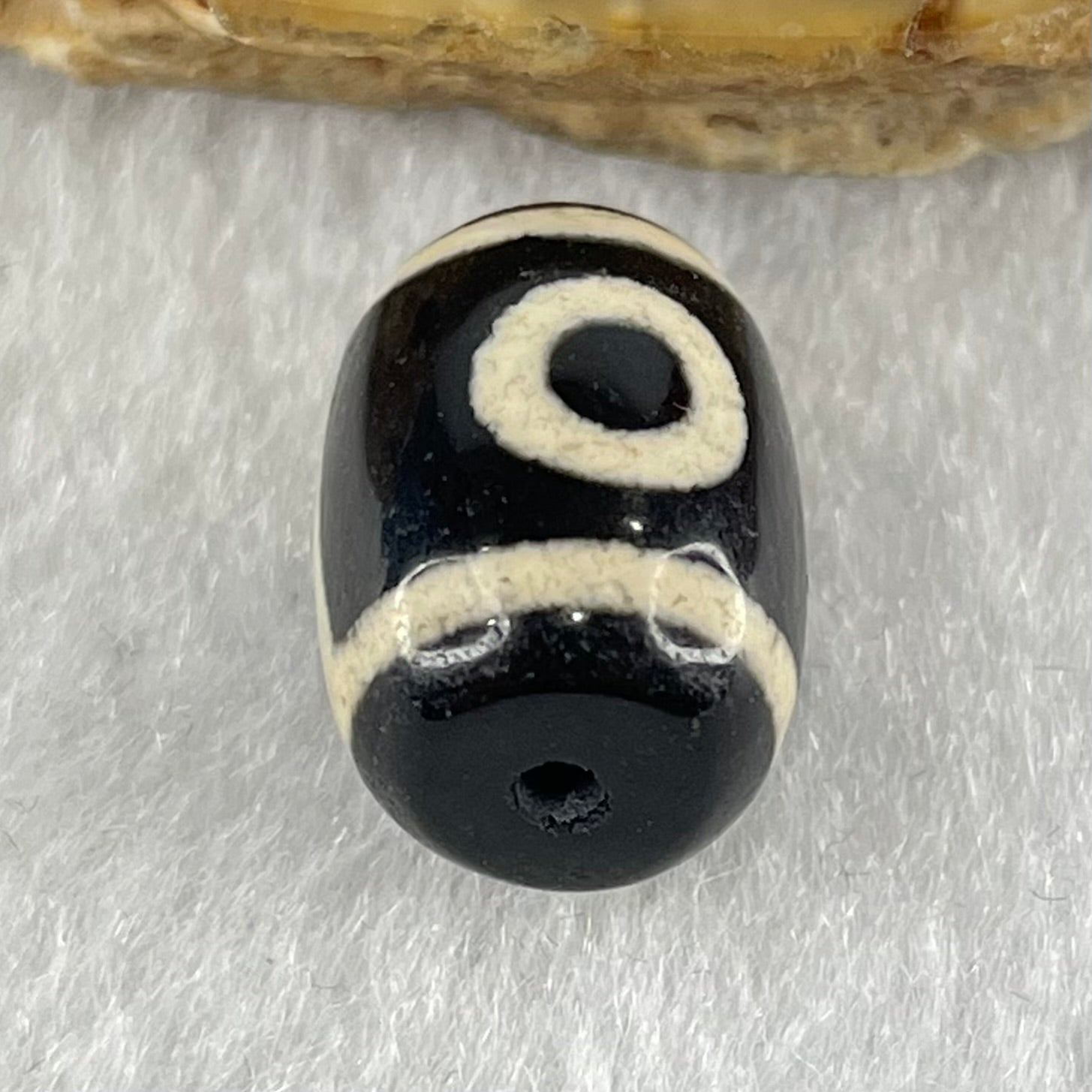 Natural Powerful Tibetan Old Oily Agate 2 Eyes Dzi Bead Heavenly Master (Tian Zhu) 二眼天诛 2.52g 14.1 by 10.4mm - Huangs Jadeite and Jewelry Pte Ltd