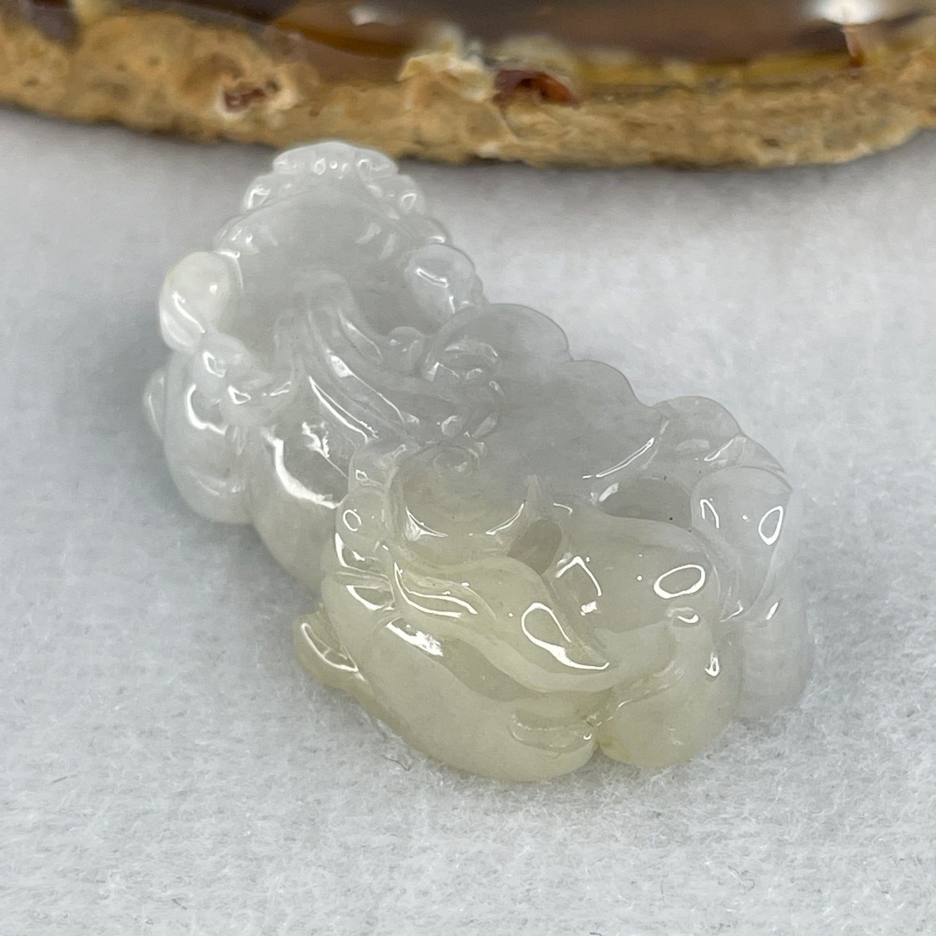 Special Natural Type A Lavender with Yellowish Spot Jadeite Male Pixiu Pendant 22.49g 40.3 by 20.8 by 12.3mm - Huangs Jadeite and Jewelry Pte Ltd