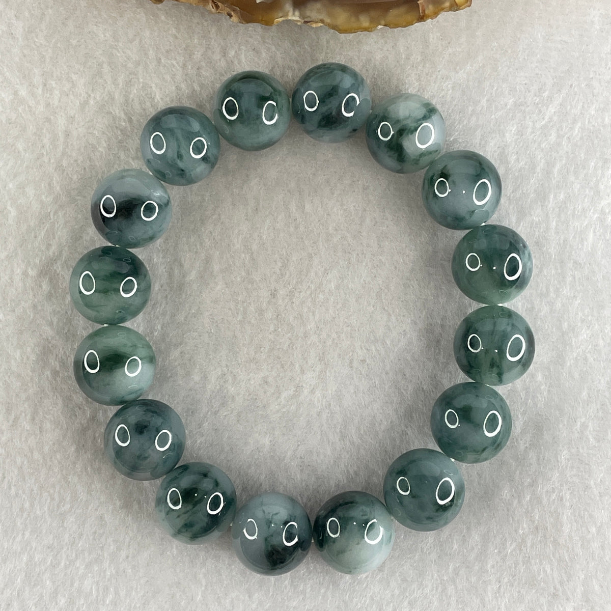 Certified Natural Type A Lavender with Old Mine Green Piao Hua Jadeite Beads Bracelet | 17cm (66.69g | 16 Beads 13.4mm | Crown, Heart & Third Eye Chakra Harmony, Regal Prosperity & Peace Shield) - Huangs Jadeite and Jewelry Pte Ltd