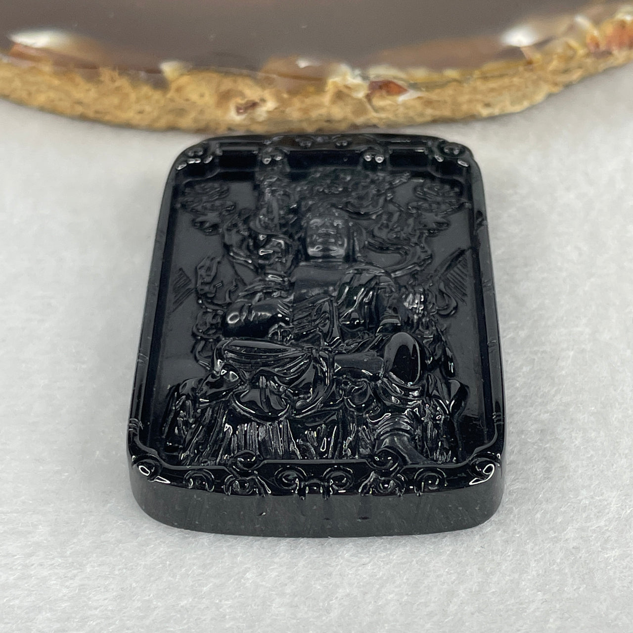 Protects and Remove Obstacles - Certified Natural Type A Black Omphacite Jadeite Acala Pendant 25.61g 56.2 by 37.3 by 8.5mm