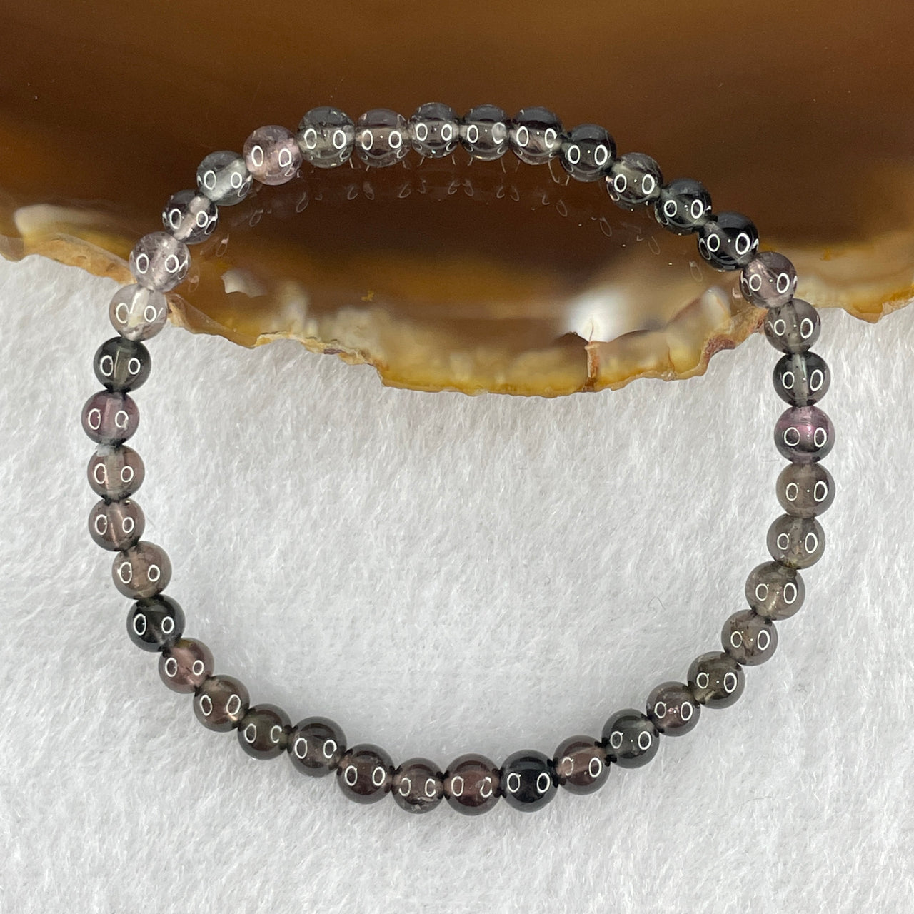 Very Good Grade Natural Purplish Black Tourmaline Crystal Bracelet 4.45g 13.5cm 4.4mm 41Beads