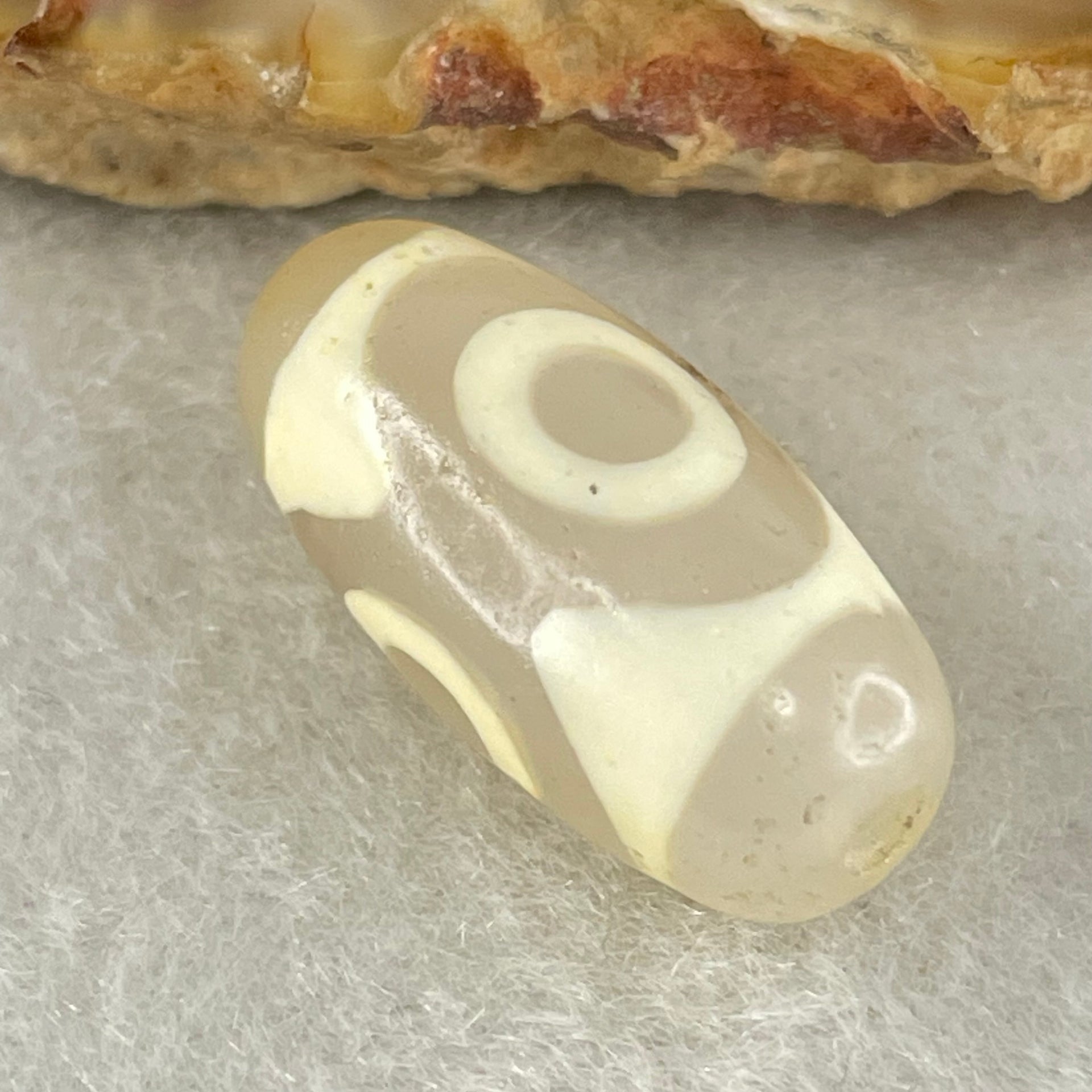 Natural Powerful Tibetan Old Oily Agate 3 Eyes Dzi Bead Heavenly Master (Tian Zhu) 三眼天诛 2.63g 20.0 by 9.7mm - Huangs Jadeite and Jewelry Pte Ltd