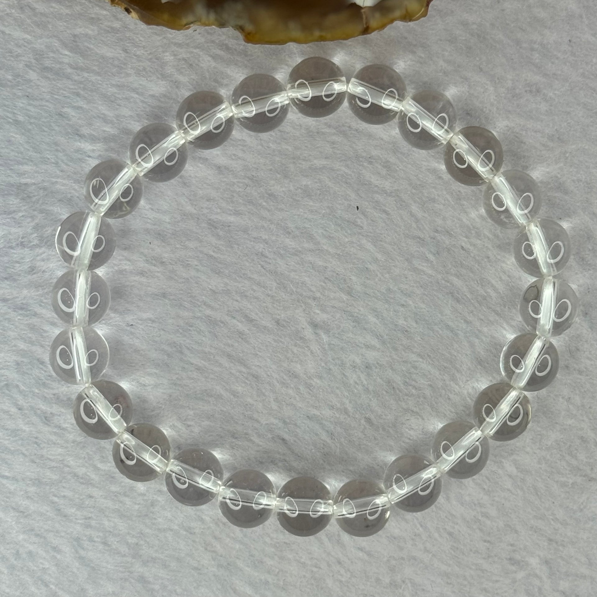 Natural Clear Quartz Bracelet 天然白水晶手链 18.55g 16.5cm 8.4mm 24 Beads - Huangs Jadeite and Jewelry Pte Ltd