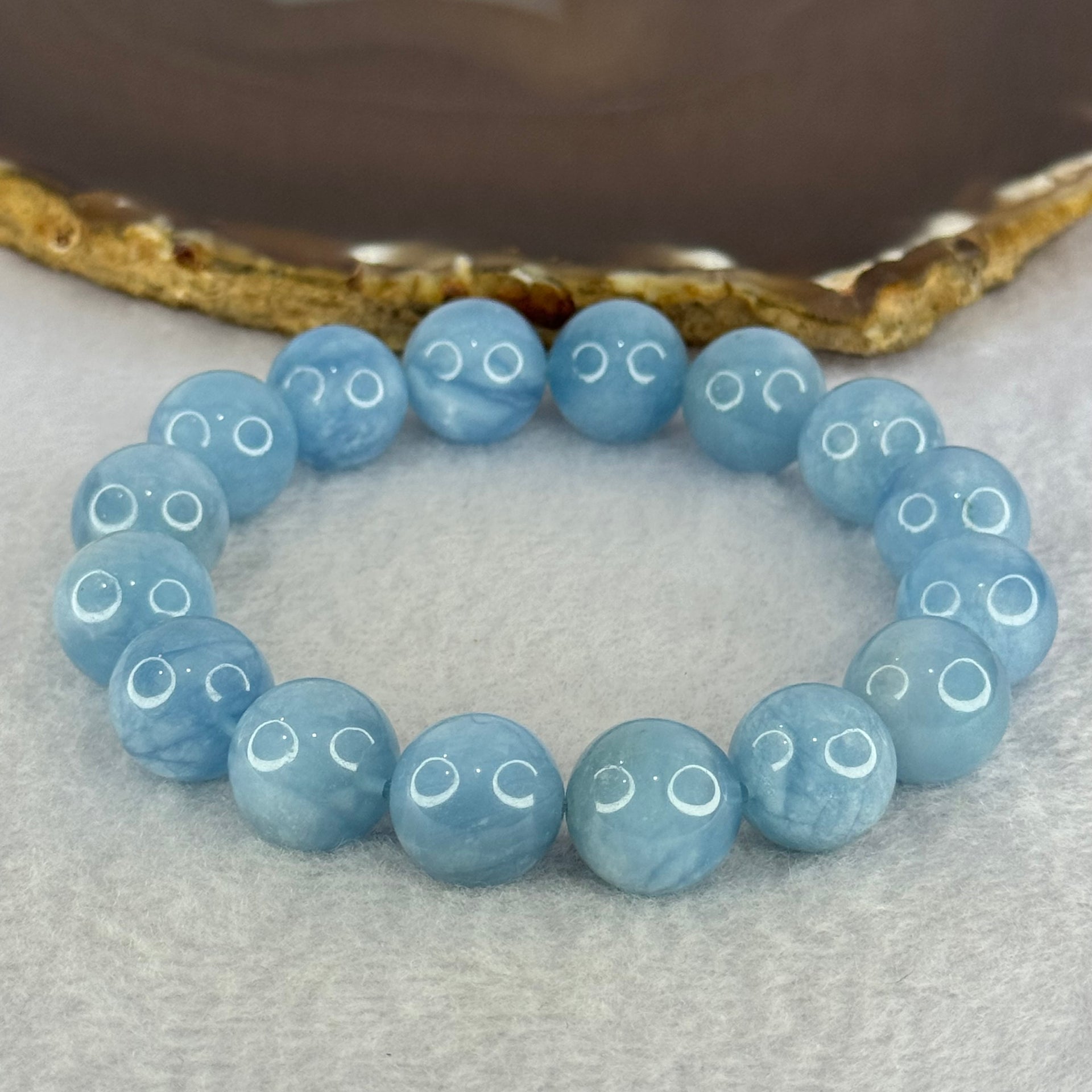 Natural Aquamarine Beads Bracelet 57.78g 17.5cm 13.9mm 16 Beads - Huangs Jadeite and Jewelry Pte Ltd