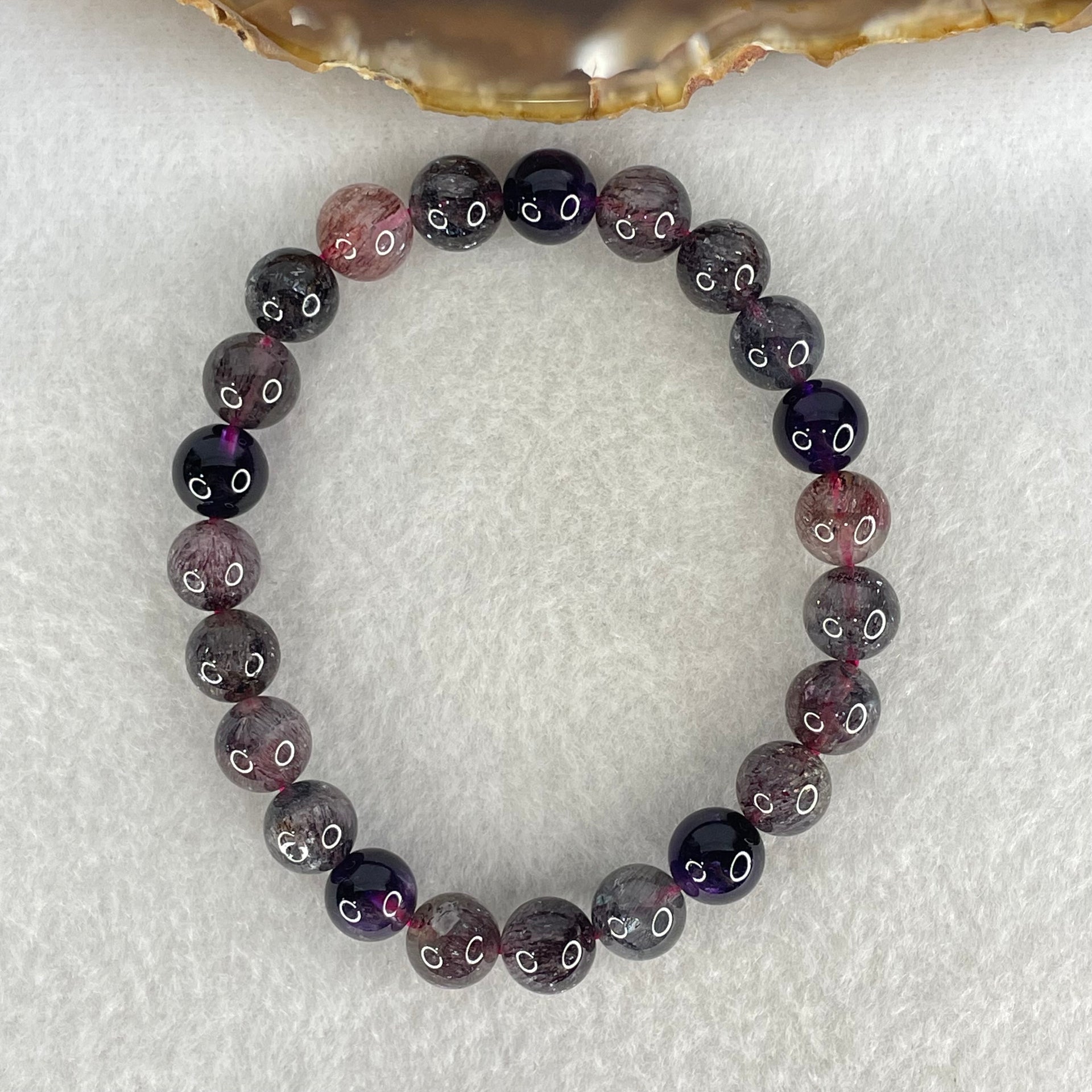 Good Grade Natural Blackcurrant Super 7 Beads Bracelet 20.68g 16.5cm 8.7mm 23 Beads - Huangs Jadeite and Jewelry Pte Ltd