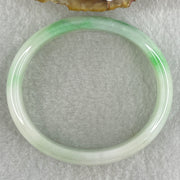 Type A Natural Light Green Faint Lavender with Emerald Green Patches Jadeite Oval Bangle 31.66g Inner Diameter 53.4mm 12.2 by 5.7mm (Internal Lines) - Huangs Jadeite and Jewelry Pte Ltd