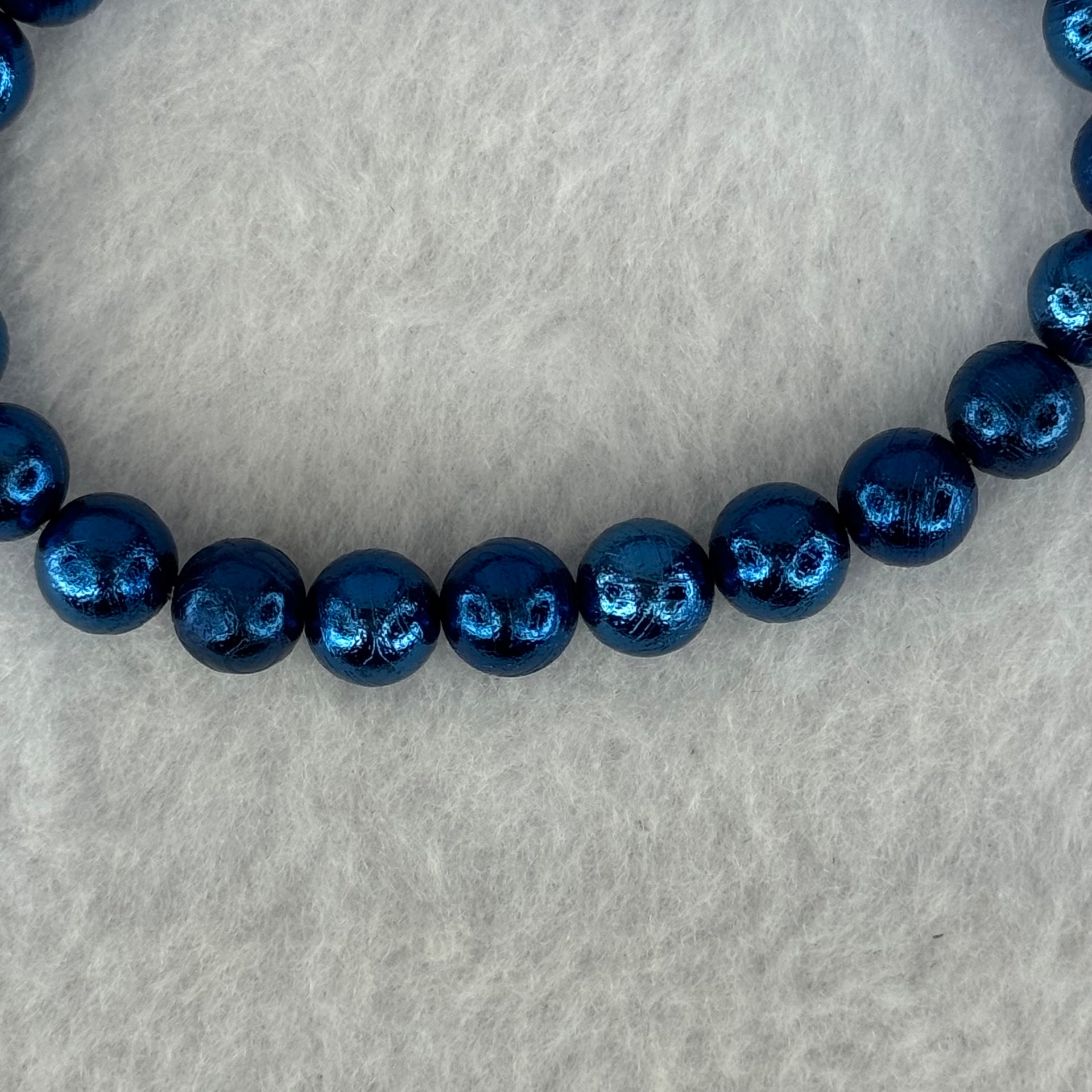 Natural Meteorite Blue Color Beads Bracelet 88.65g 17.5cm 10.3mm 20 Beads - Huangs Jadeite and Jewelry Pte Ltd