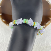 Natural Type A Lavender with Green Yellow Jadeite Irregular Bracelet 14.36g 14cm 8.2mm 94 Pcs - Huangs Jadeite and Jewelry Pte Ltd