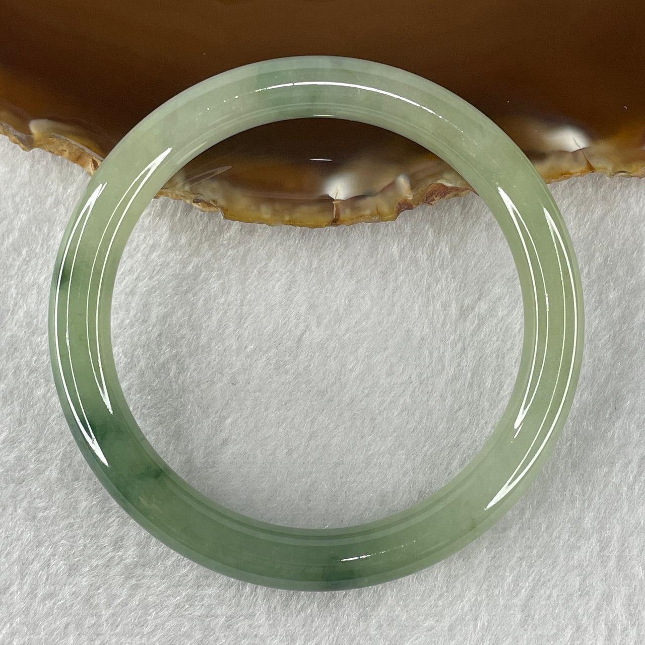 Type A Green with Dark Green Piao Hua Jadeite Bangle 34.55g 8.4 by 8.3mm 54.5mm (Slight Internal Lines) (Copy)