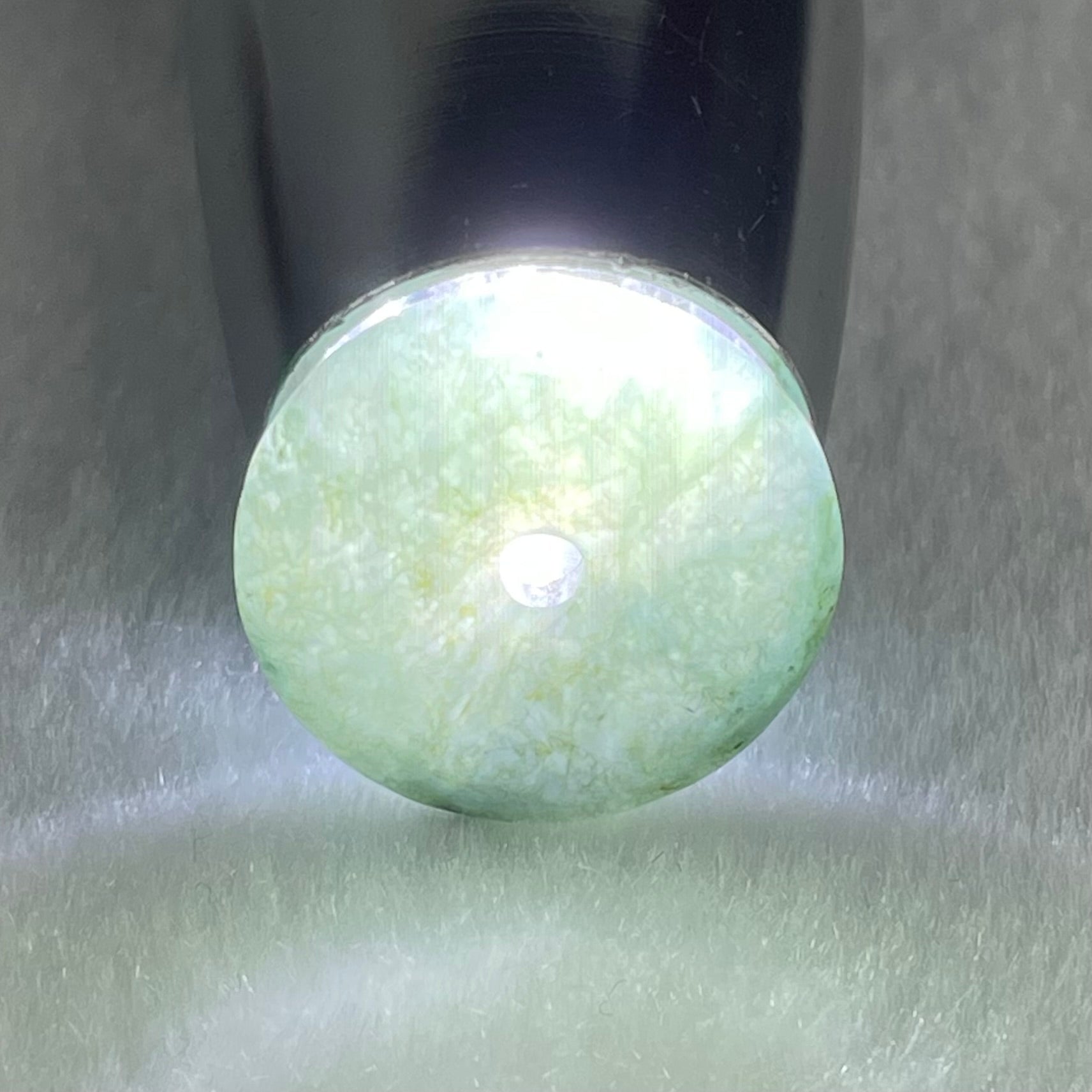 Type A Dark Blueish Green Jadeite Ping An Kou Donut Pendant 4.74g 21.3 by 5.0mm - Huangs Jadeite and Jewelry Pte Ltd