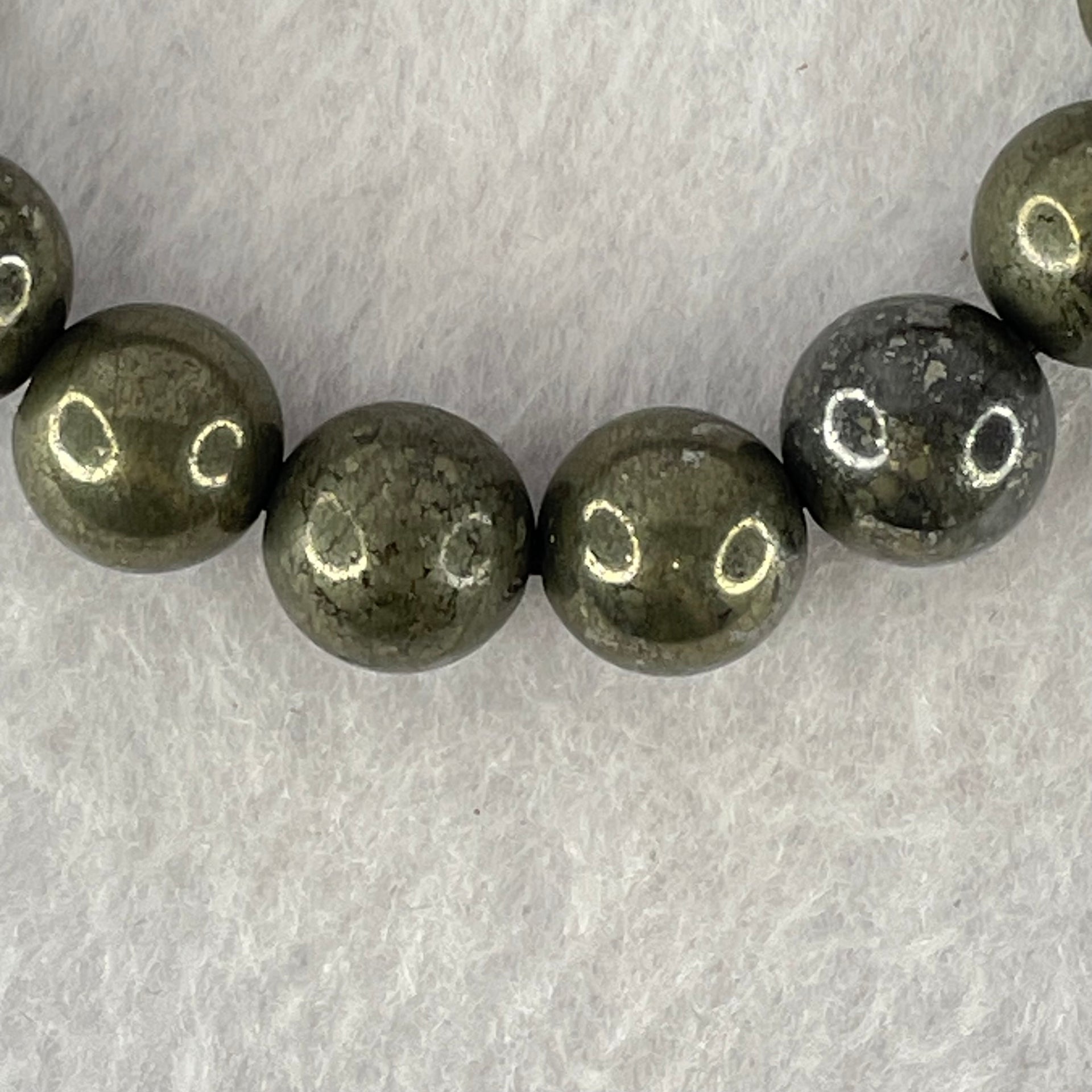 Natural Pyrite Beads Bracelet 天然黄铁矿手链 44.01g 15cm 10.3mm 18 Beads - Huangs Jadeite and Jewelry Pte Ltd