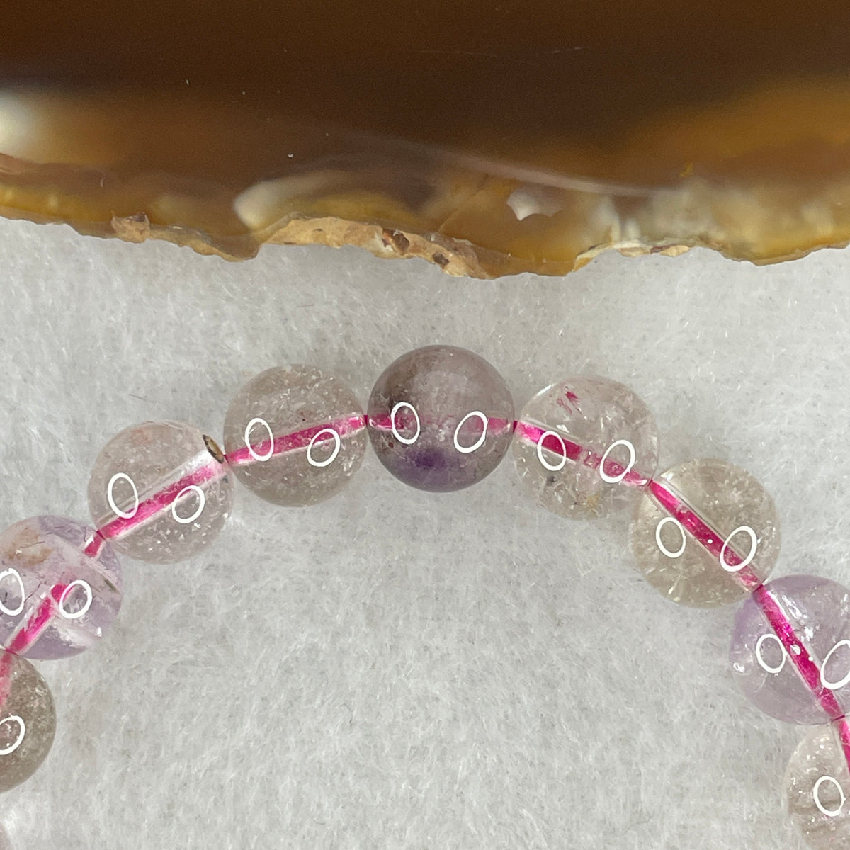 Certified Entry-Grade Natural Super 7 Crystal Beads Bracelet | Classic Mid-Sized Stacking Strand | Authentic Sacred Seven Multi-Mineral Inclusions Quartz Spiritual Catalyst & Auric Shield Bracelet (22.06g | 16cm Length | 9.3mm | 21 Beads)