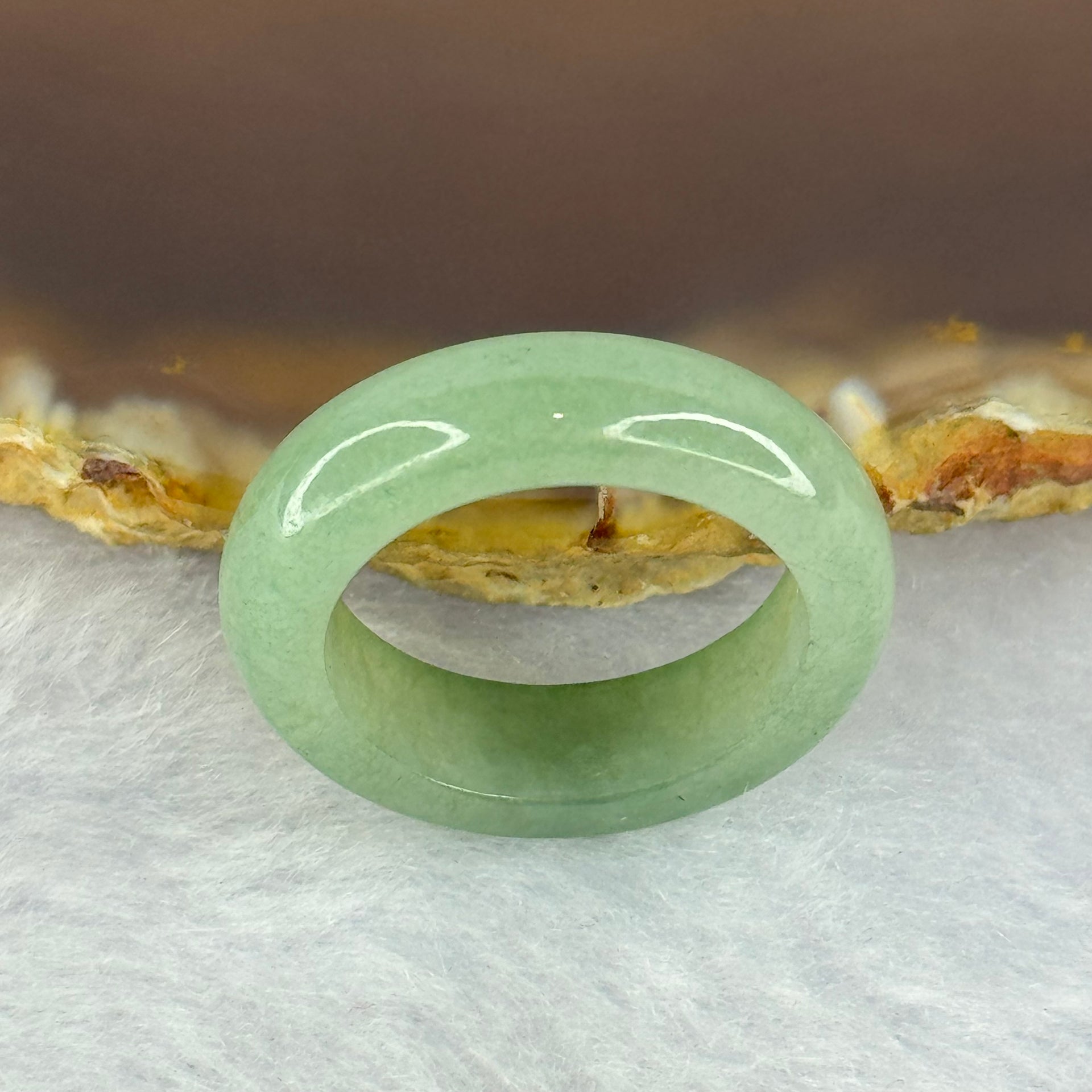Type A Green Jadeite Ring 3.97g 6.1 by 3.8mm US7 HK15.5 - Huangs Jadeite and Jewelry Pte Ltd