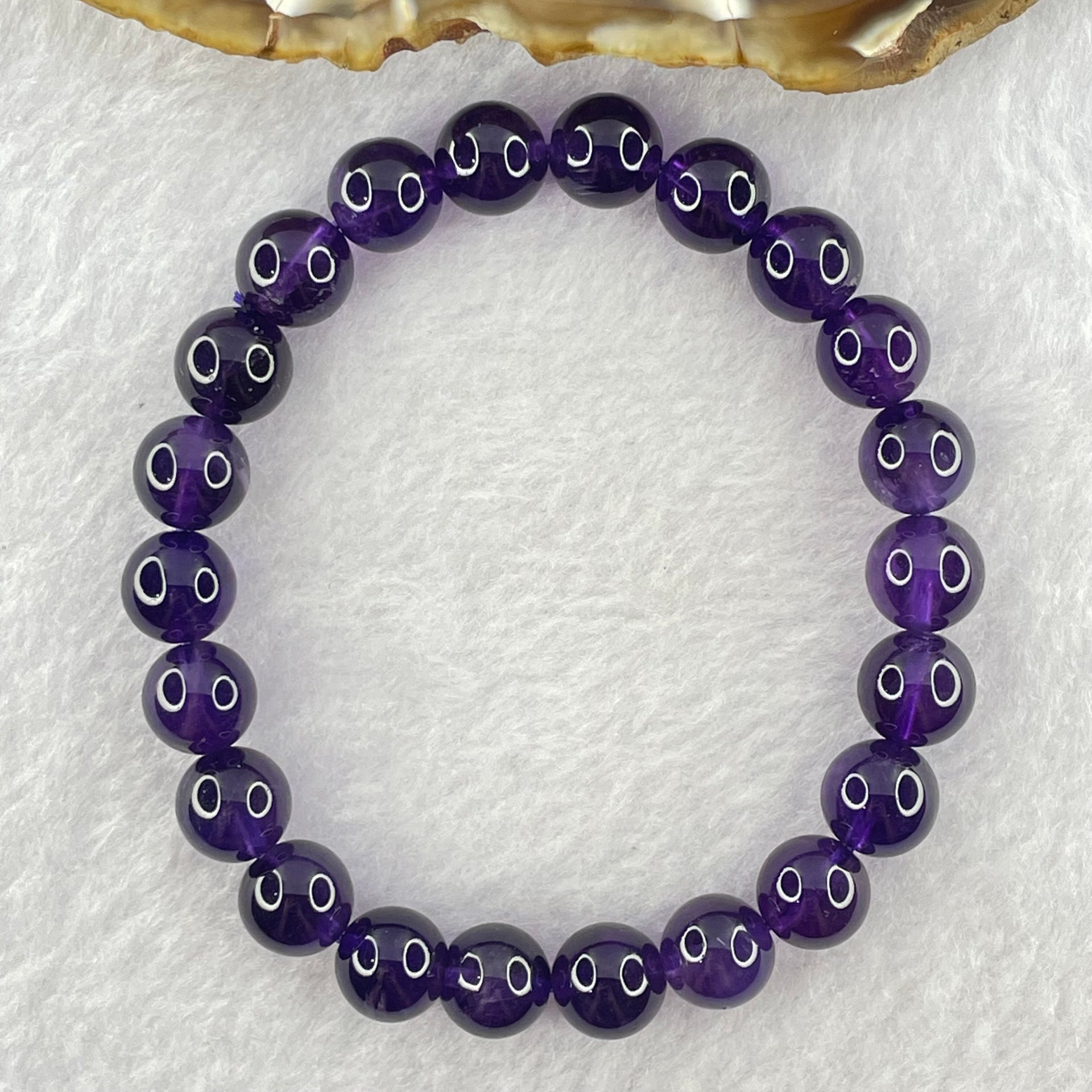 Good Grade Natural Amethyst Bracelet 23.36g 16.5cm 9.4mm 22 Beads - Huangs Jadeite and Jewelry Pte Ltd