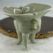 Light Blueish Green Porcelain Wine Cup Display 73.45g 86.3 by 54.0 by 65.2mm - Huangs Jadeite and Jewelry Pte Ltd