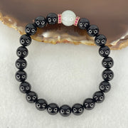 Type A Opaque Black Omphasite Jadeite Beads with Faint Green Jadeite Melon Charm Bracelet 21.49g 15.5cm 8.0mm 22 Bead 10.1 by 9.3m 1 Bead - Huangs Jadeite and Jewelry Pte Ltd