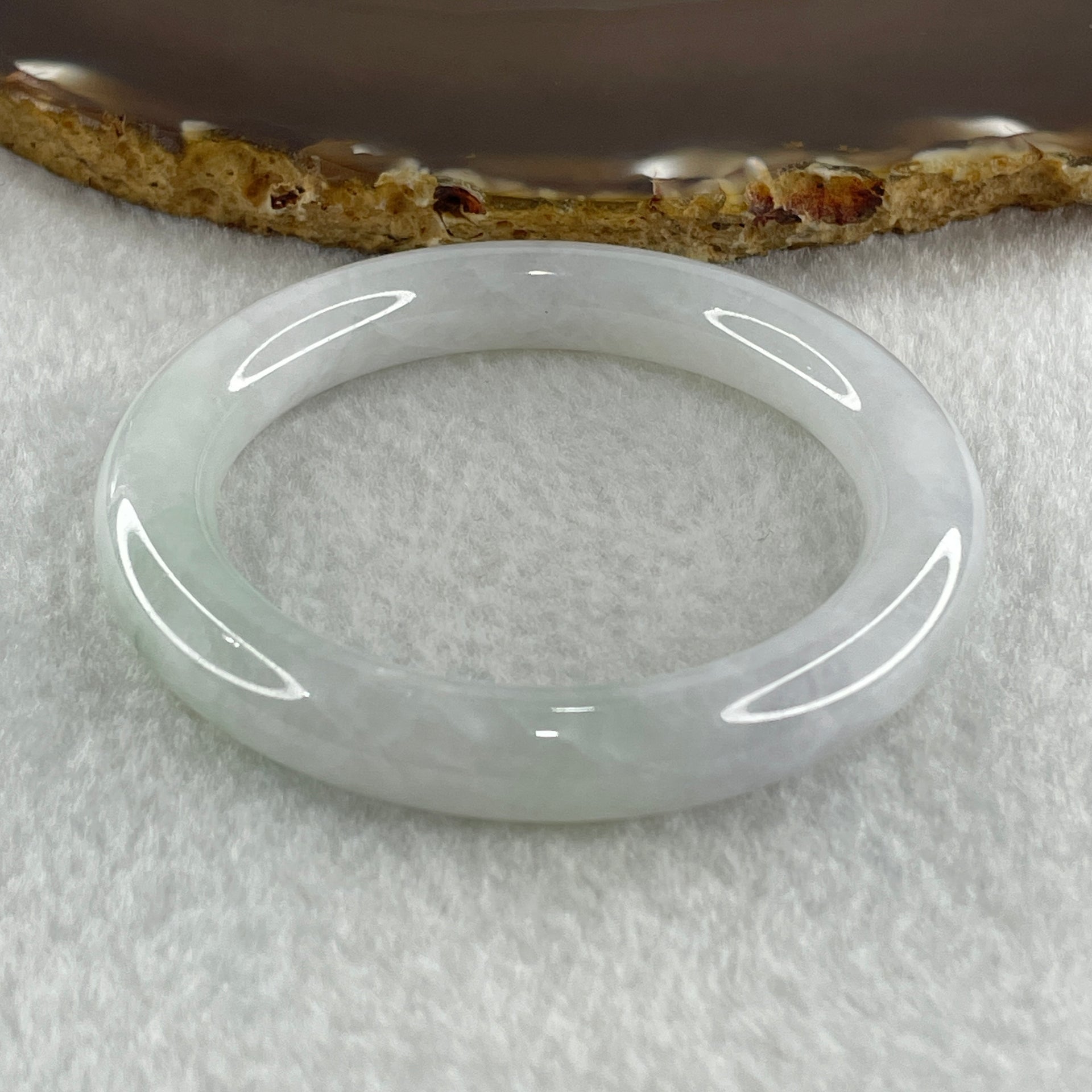 Type A Natural Jelly White to Faint Lavender Faint Green Jadeite Bangle 42.59g Inner Diameter 50.6mm 9.4 by 9.2mm (Slight Internal Lines) - Huangs Jadeite and Jewelry Pte Ltd