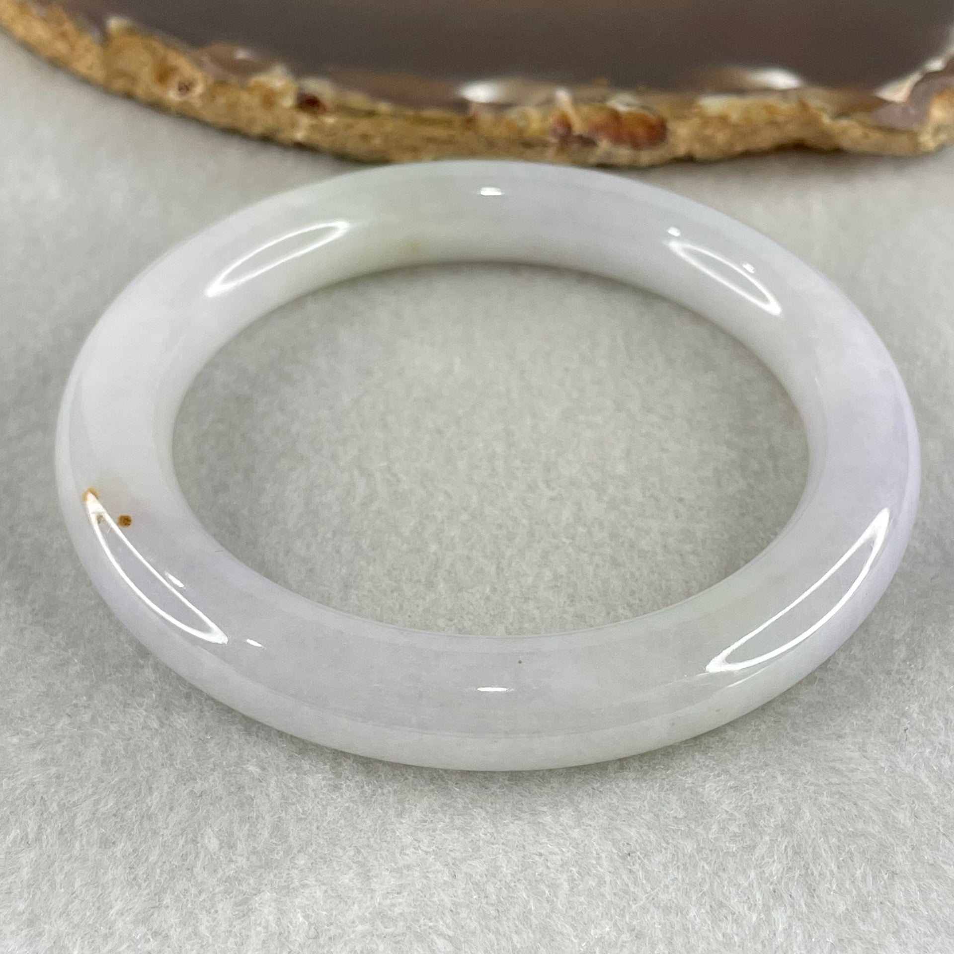 Type A Light Lavender and Light Green with Red Spots Jadeite Bangle 59.34g Inner Diameter 57.4mm 10.4 by 10.5mm (Internal Lines) - Huangs Jadeite and Jewelry Pte Ltd