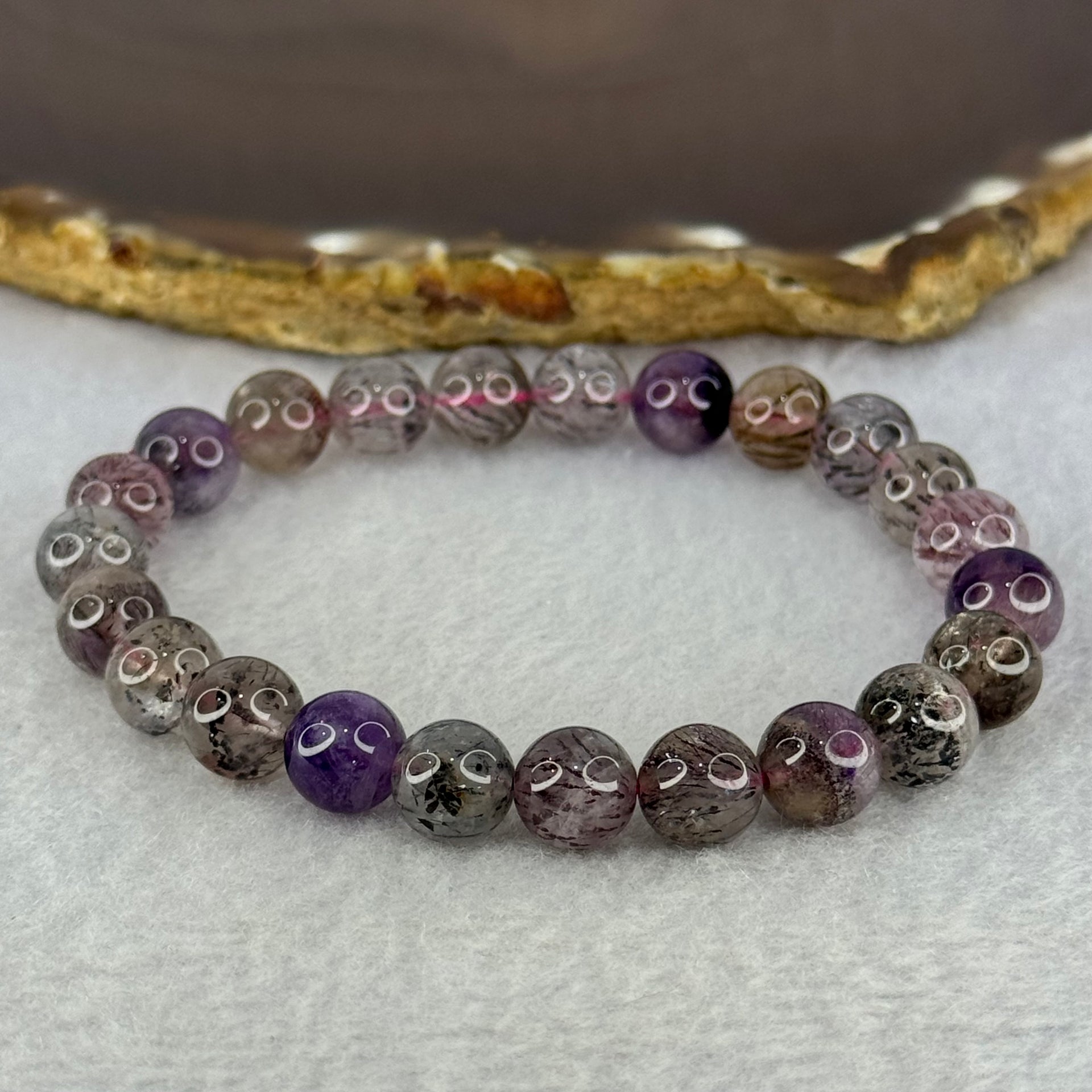 Natural Super 7 Beads Bracelet 20.61g 17cm 8.8mm 23 Beads - Huangs Jadeite and Jewelry Pte Ltd