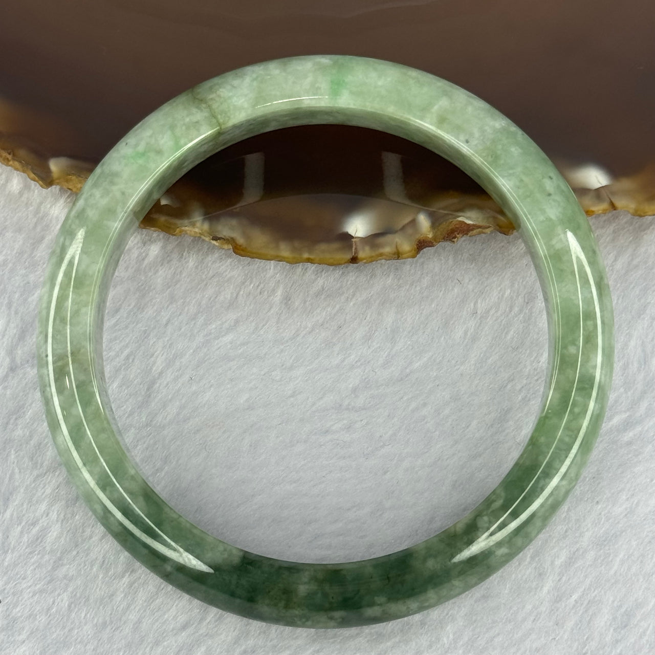 Type A Green Jadeite Bangle 57.32g Internal Diameter 59.6mm 12.2 by 8.0mm (Slight Internal Line) - Huangs Jadeite and Jewelry Pte Ltd